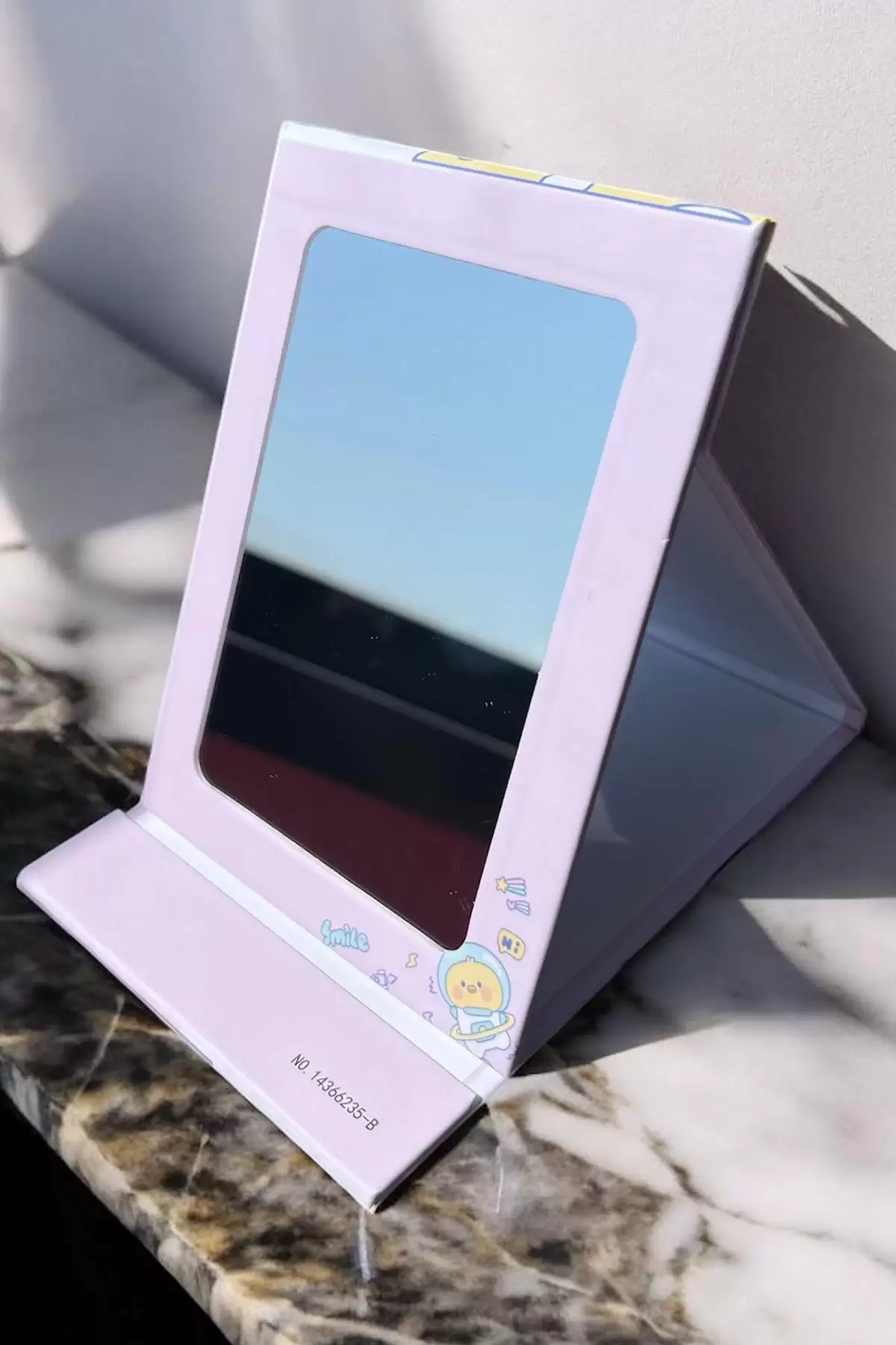 Pembe Renk Civciv Figürlü Smile Yazılı Masa Aynası