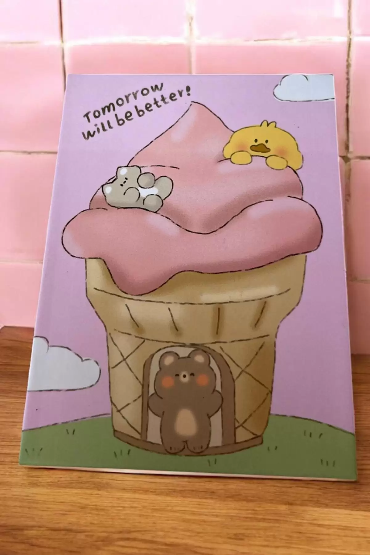 Pembe Renk Dondurma Figürlü Masa Aynası