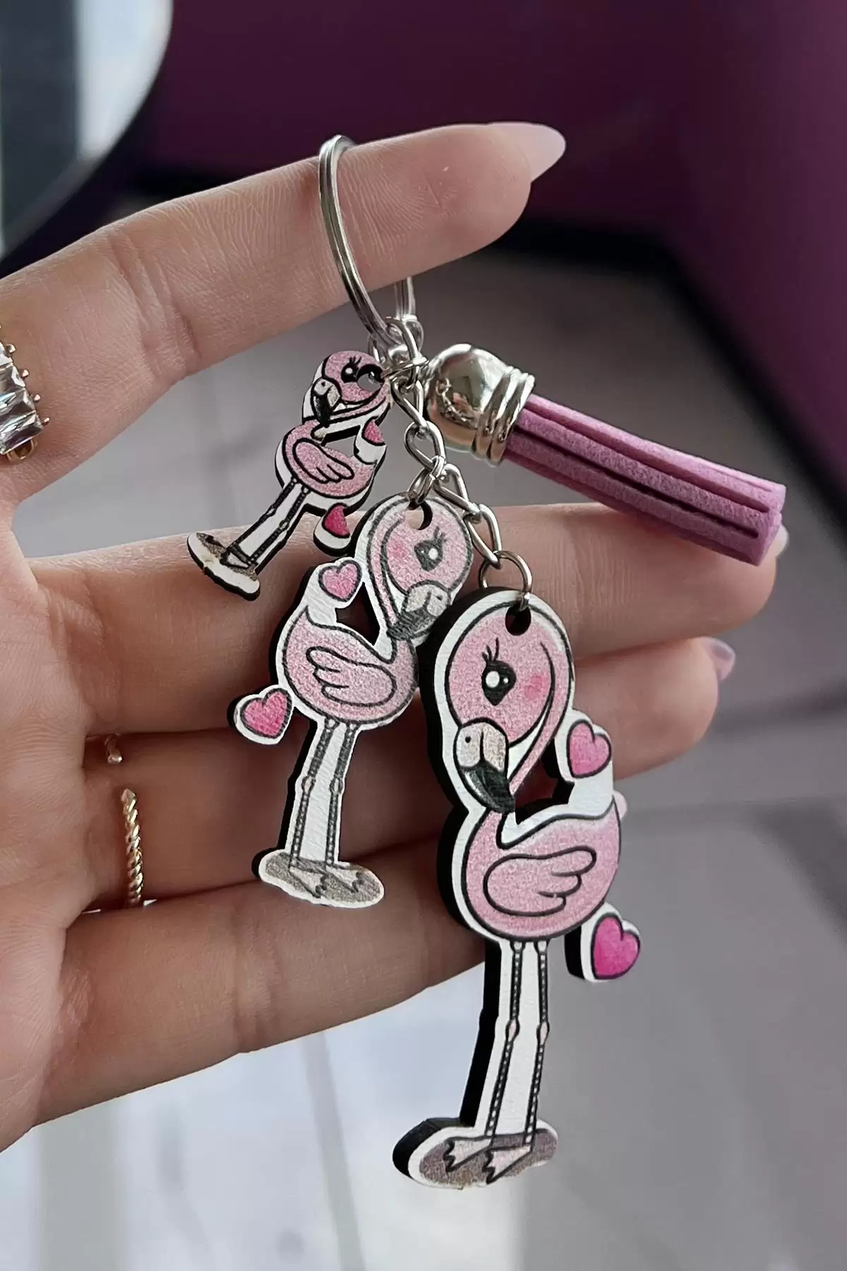 Pembe Renk Flamingo Figürlü Anahtarlık