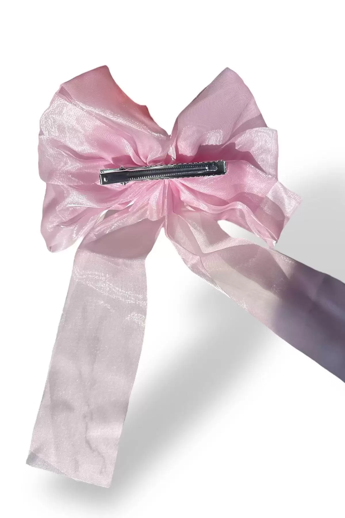 Pembe Renk Gül Figürlü İnci Detaylı Kurdele Pens Toka