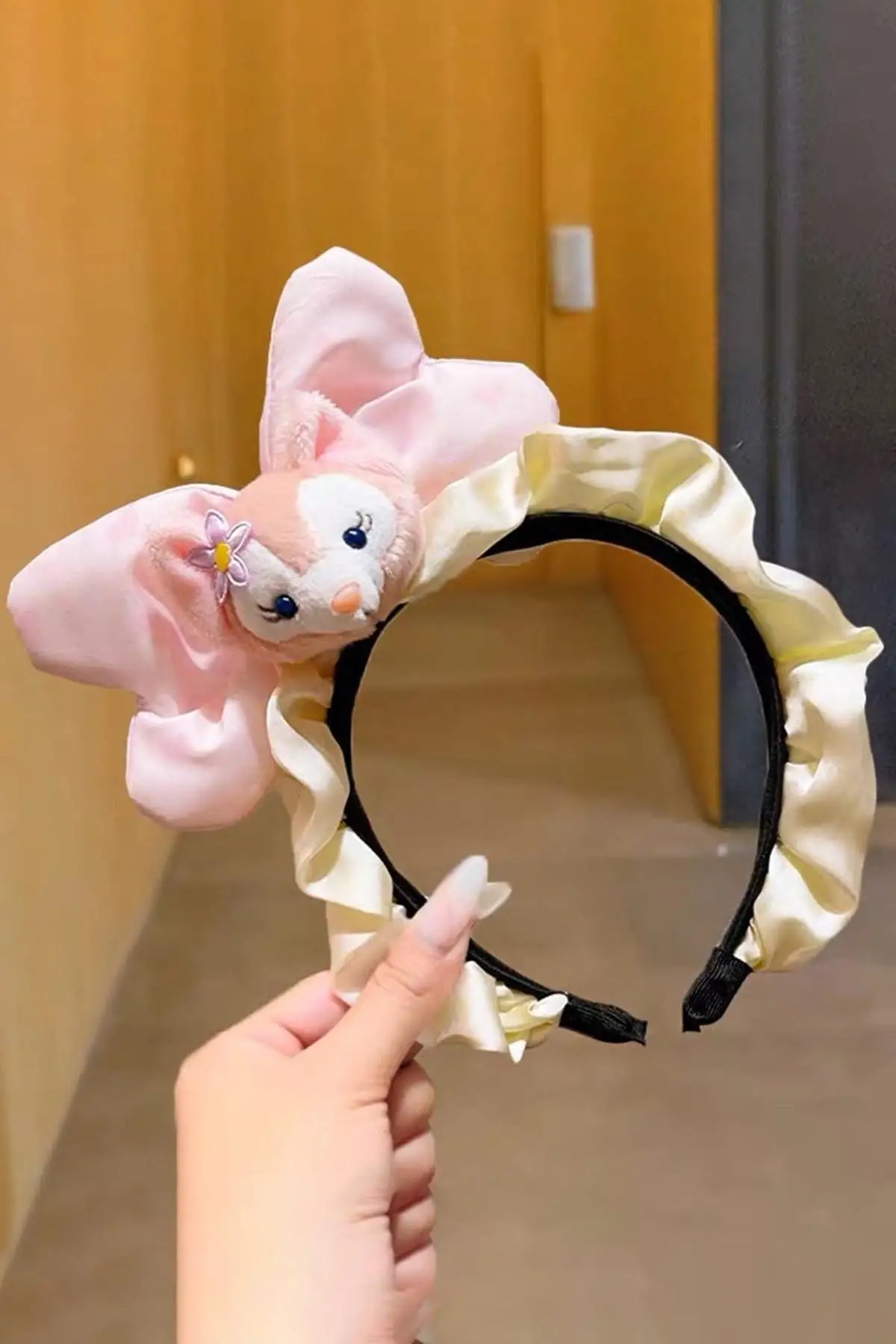 Pembe Renk Hayvan Figürlü Peluş Kurdele Taç