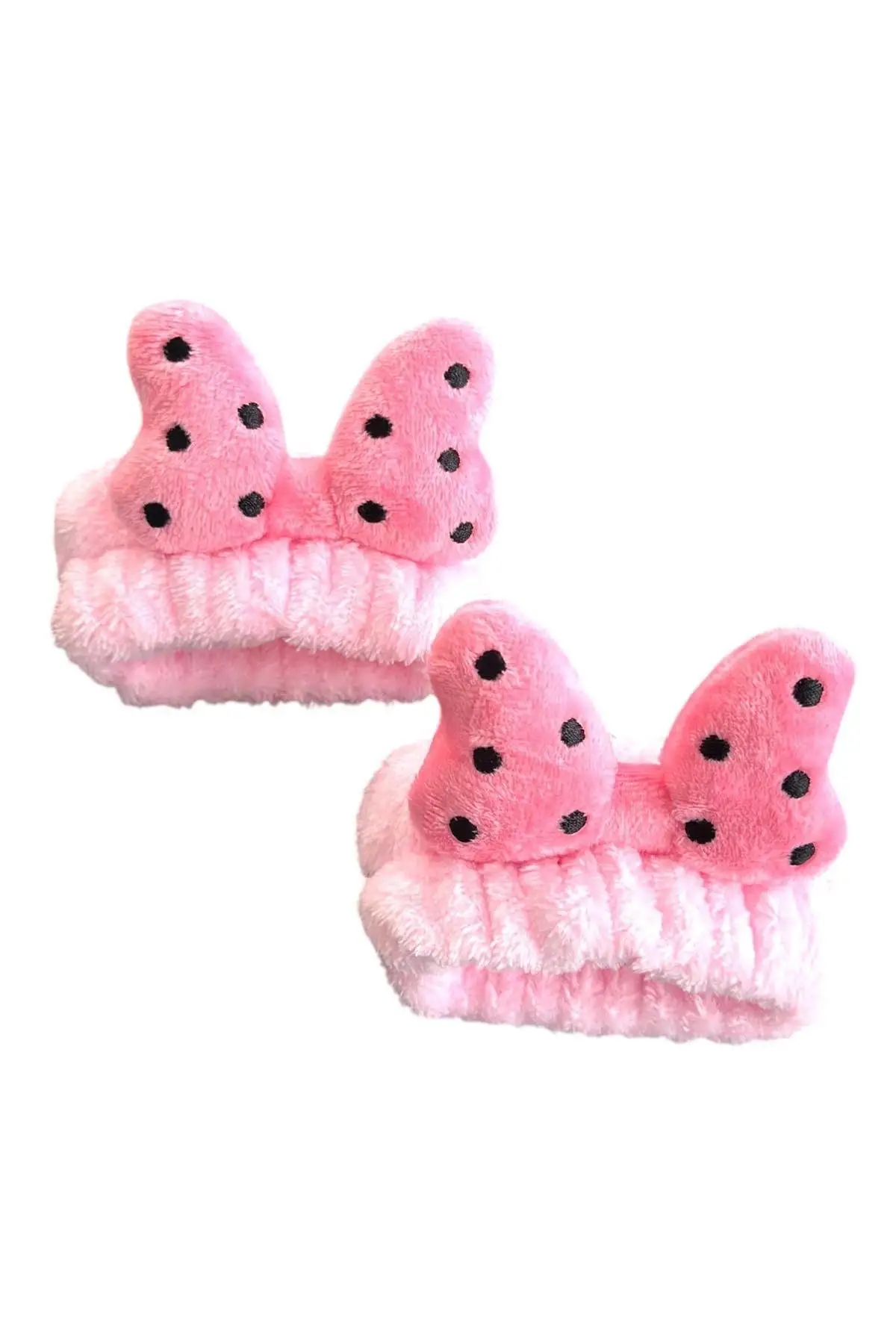 Pembe Renk İkili Kurdele Figürlü Peluş Su Tutucu Havlu Bileklik