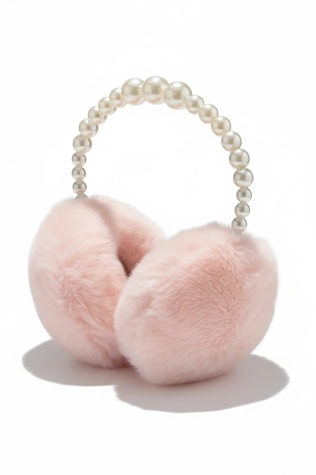 Pembe Renk İnci Detaylı Peluş Kulaklık