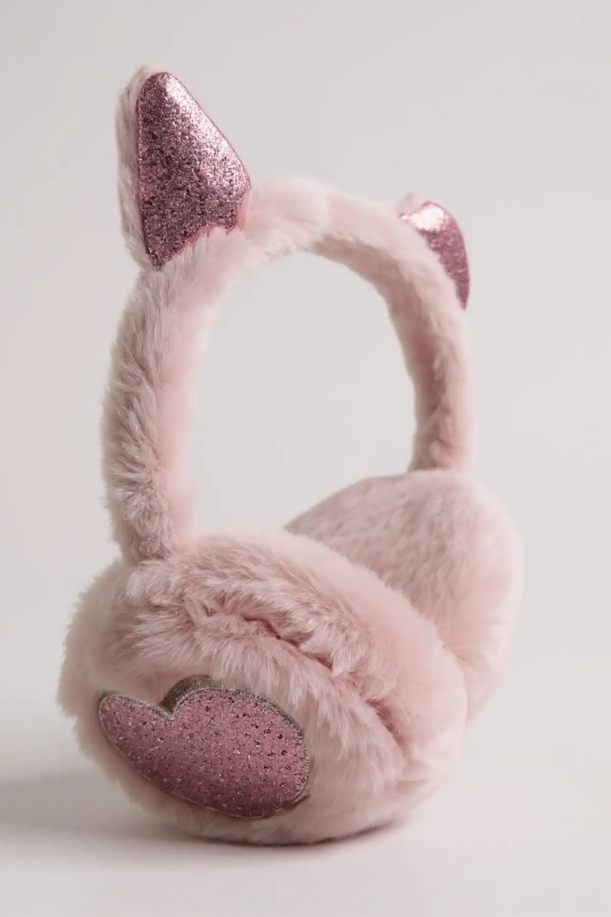 Pembe Renk Kalp Figürlü Kulaklı Çocuk Peluş Kulaklık