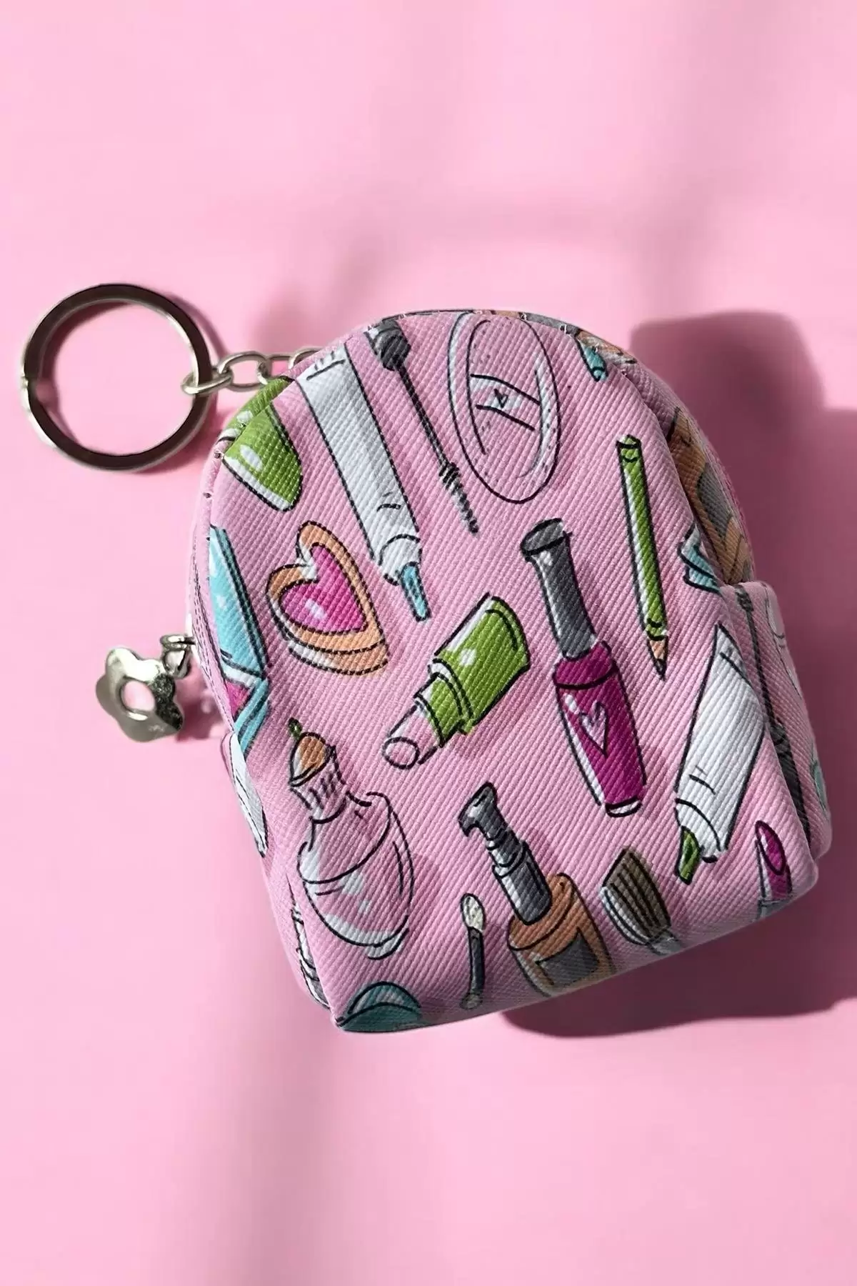 Pembe Renk Karışık Figürlü Anahtarlık Cüzdan