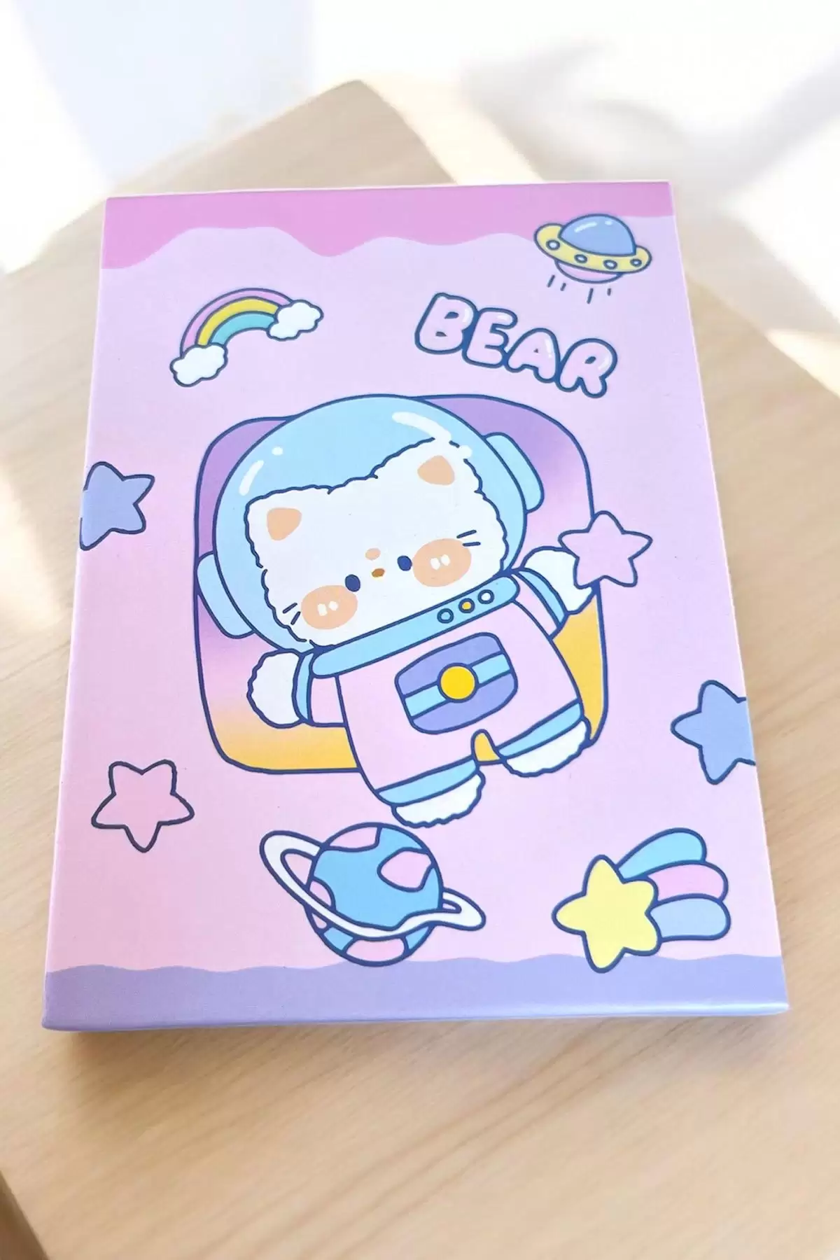 Pembe Renk Kedi Figürlü Bear Yazılı Masa Aynası