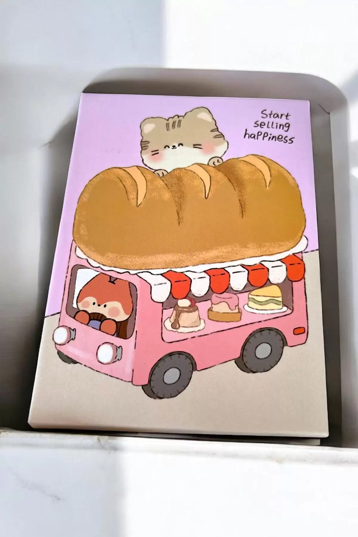 Pembe Renk Kedi Figürlü Masa Aynası