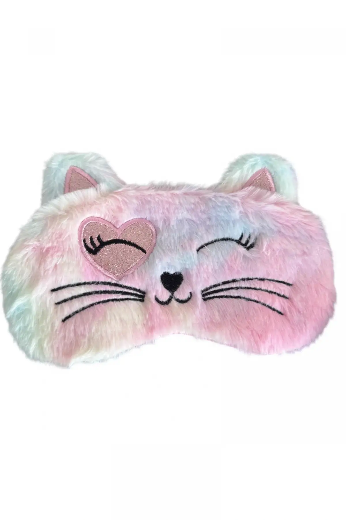 Pembe Renk Kedi Figürlü Peluş Uyku Bandı