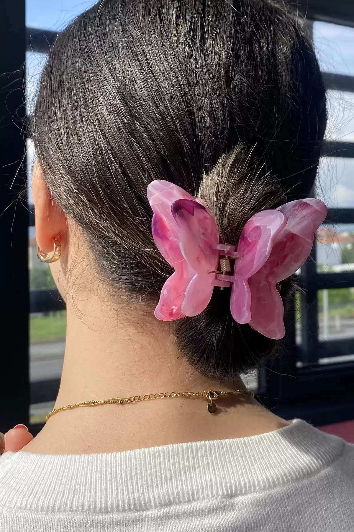 Pembe Renk Kelebek Figürlü Mandal Toka