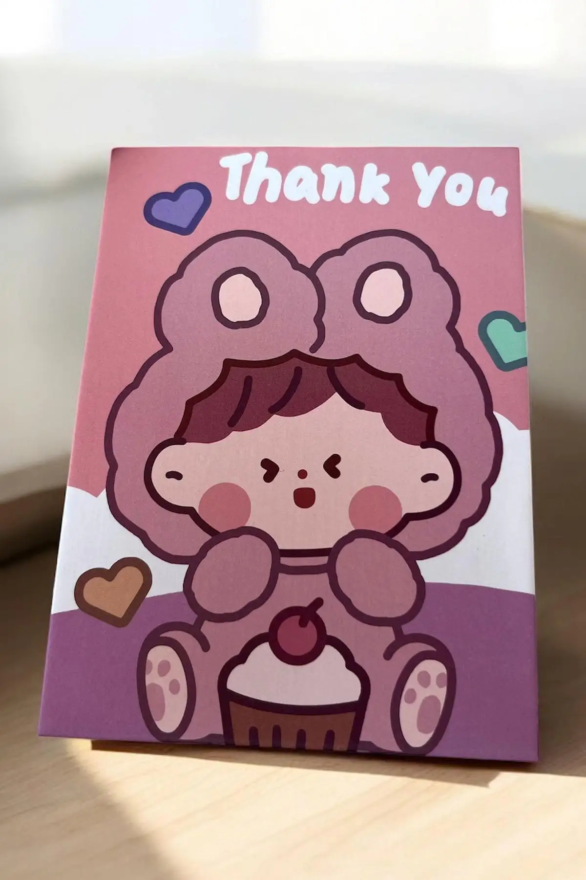 Pembe Renk Kız Figürlü Thank You Yazı Detaylı Masa Aynası