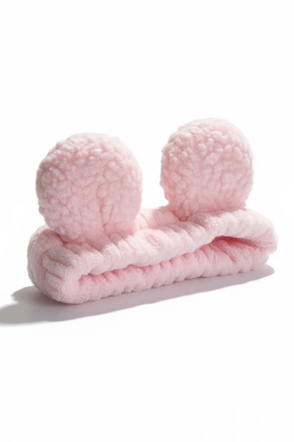 Pembe Renk Kulak Detaylı Peluş Saç Bandı