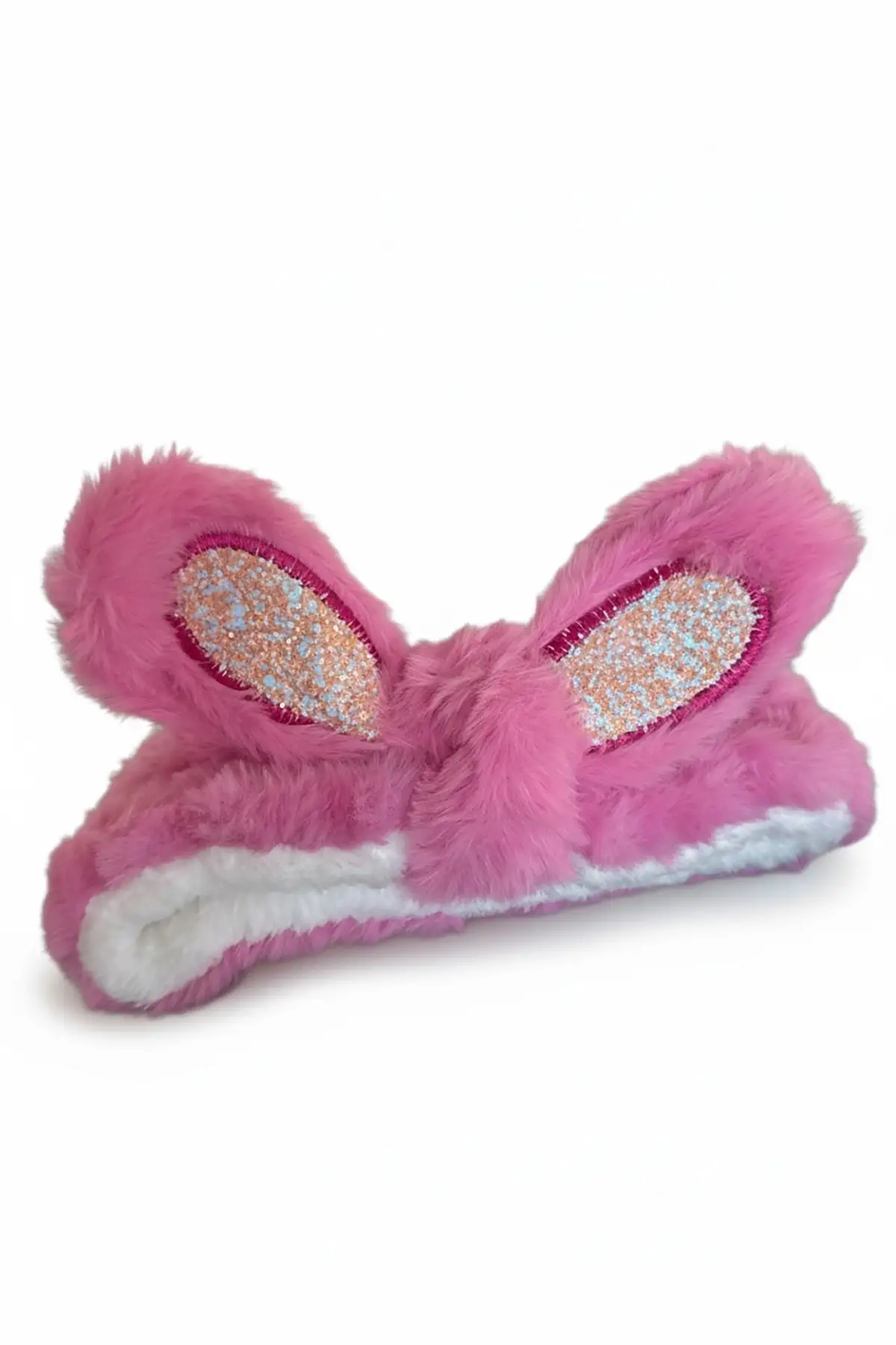 Pembe Renk Kulak Detaylı Peluş Saç Bandı