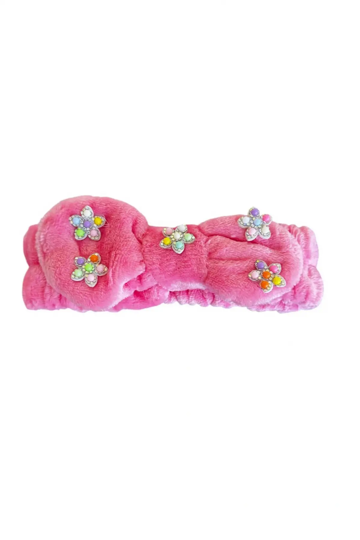 Pembe Renk Kurdele Figürlü Çiçek Detaylı Peluş Saç Bandı