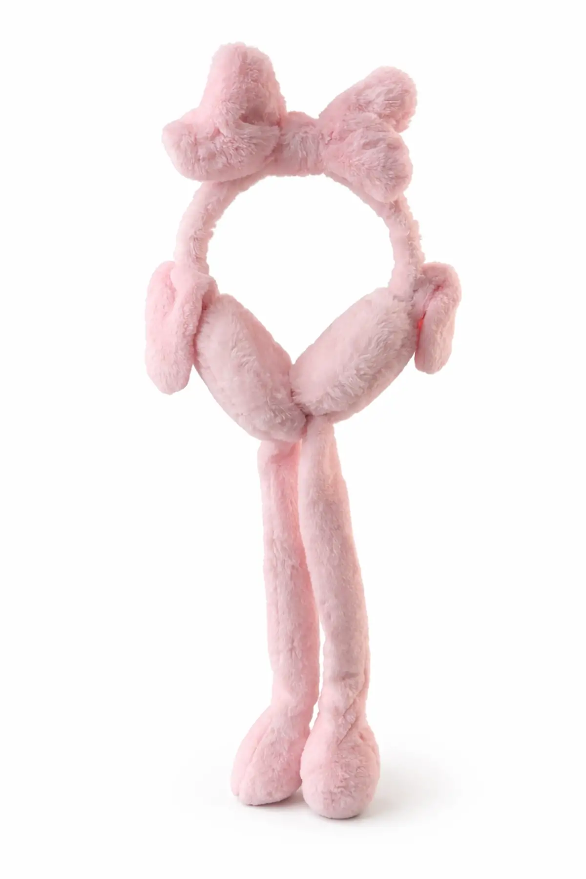 Pembe Renk Kurdele Figürlü Kulakları Oynayan Peluş Kulaklık