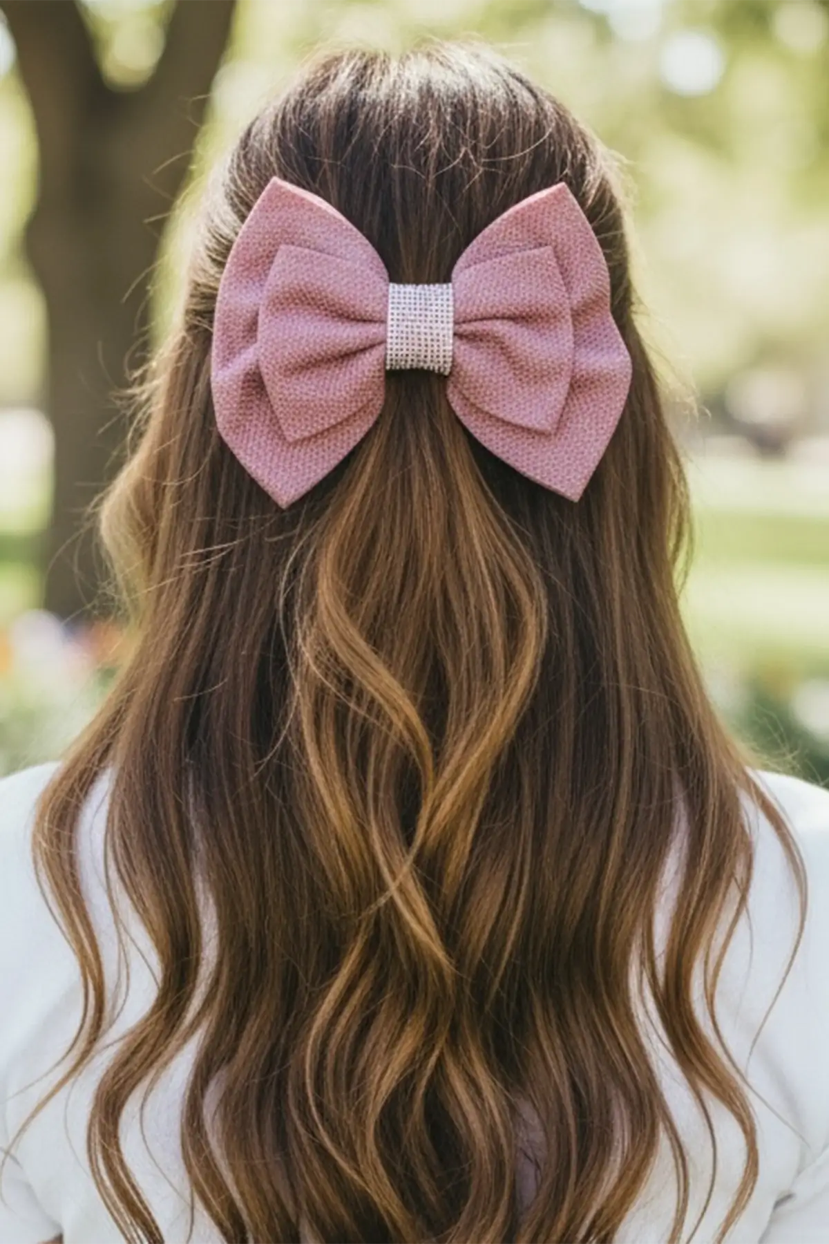 Pembe Renk Kurdele Figürlü Taş Detaylı Otomat Toka