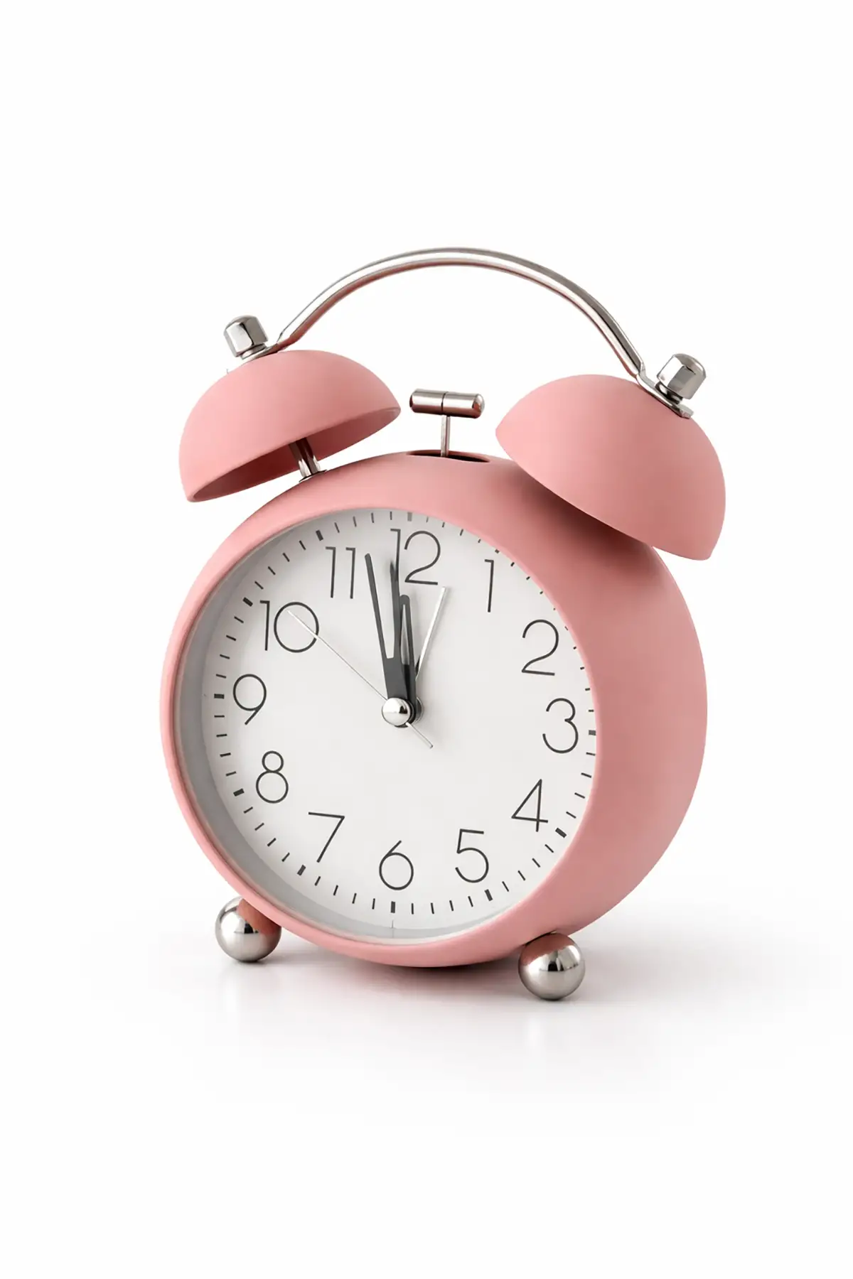 Pembe Renk Mini Dekoratif Işıklı Alarmlı Yuvarlak Masa Saati