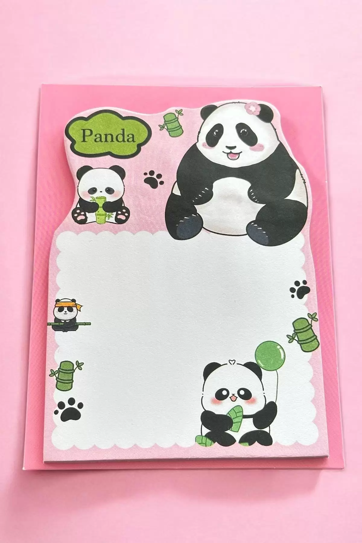 Pembe Renk Panda Figürlü Yapışkanlı Not Kağıdı