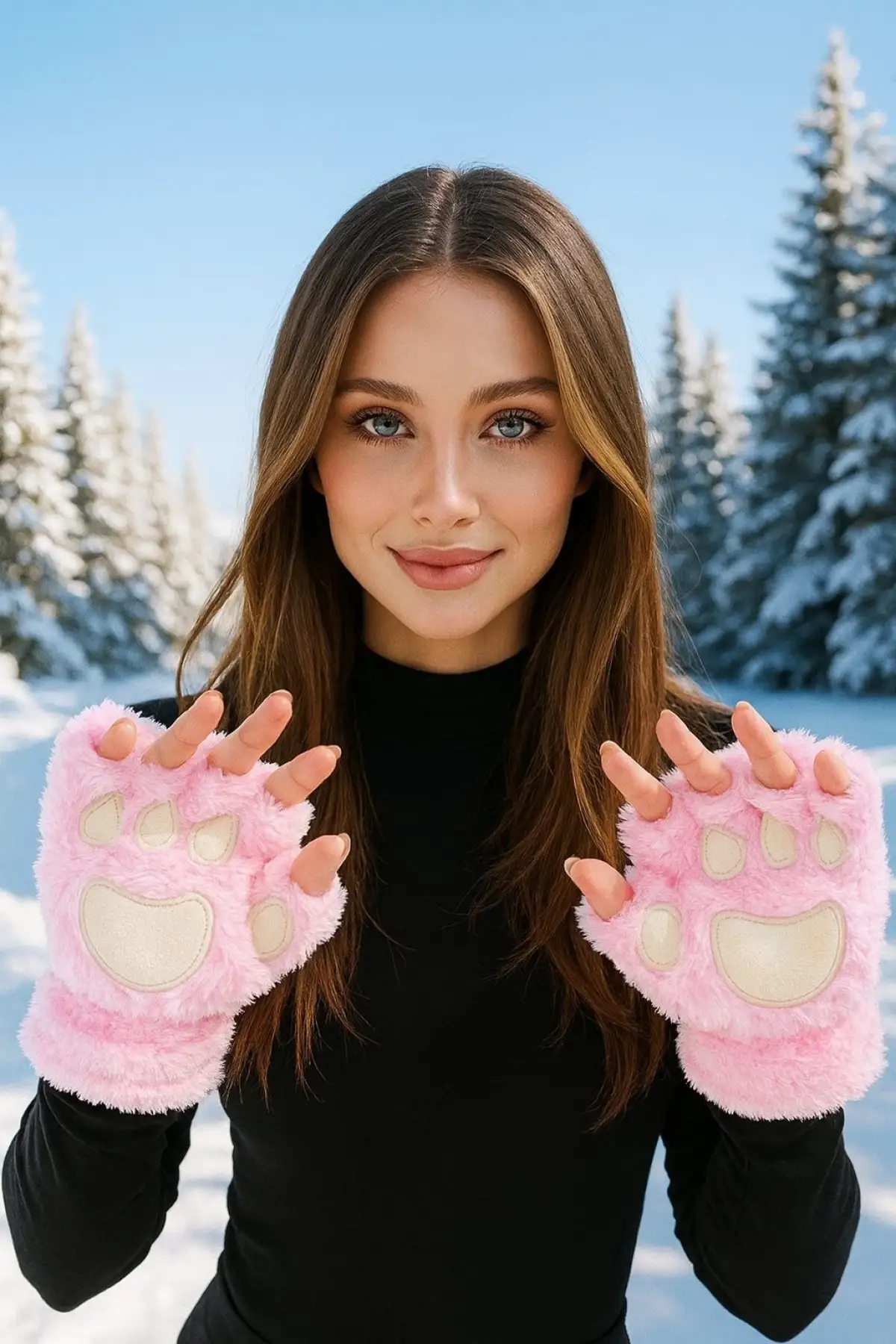 Pembe Renk Pati Figürlü Eldiven