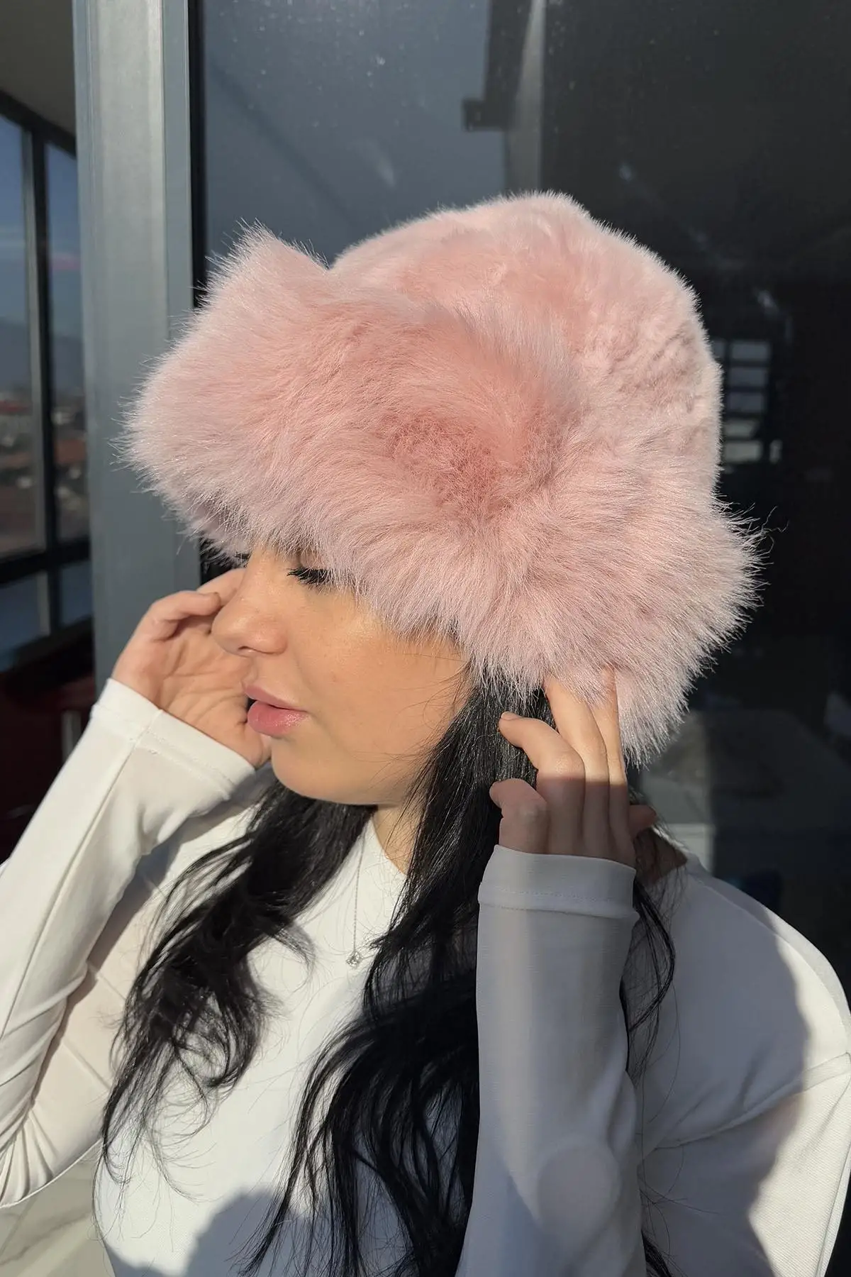 Pembe Renk Peluş Şapka