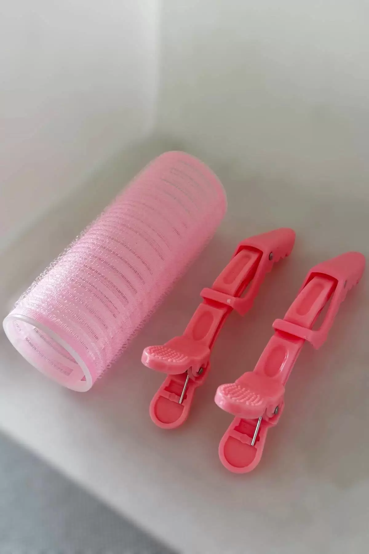 Pembe Renk Pens Tokalı Bigudi Cırtlı/ Yapışkanlı Saç Bigudisi /Büyük Boy