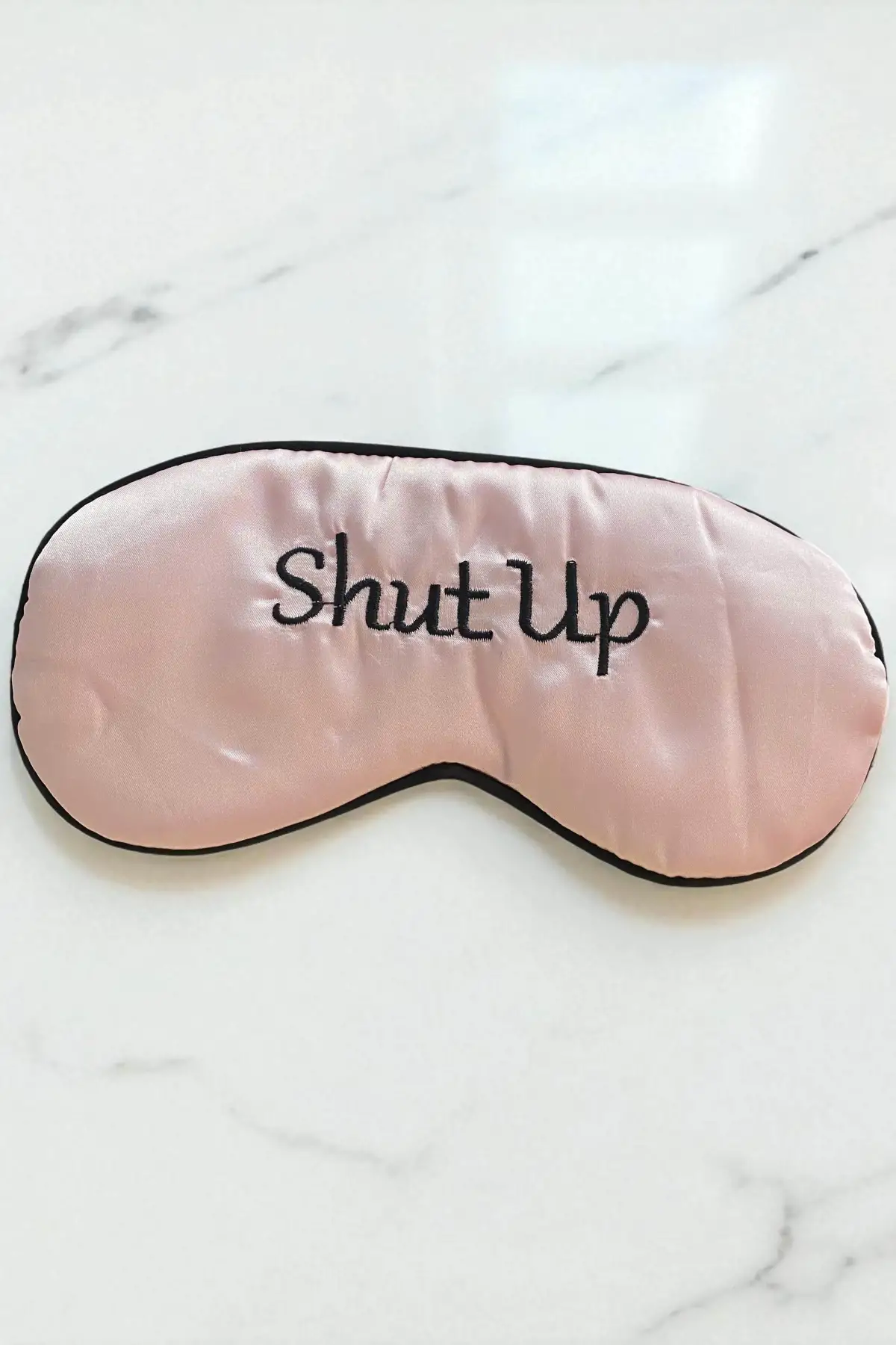 Pembe Renk Shut Up Yazılı Saten Uyku Bandı