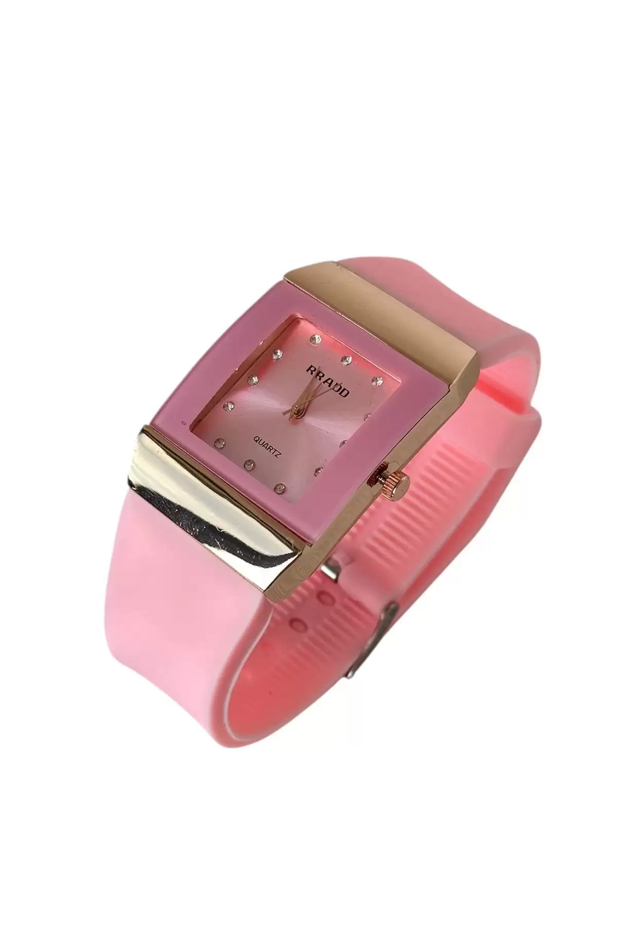 Pembe Renk Silikon Kordonlu Çelik Kadın Saat