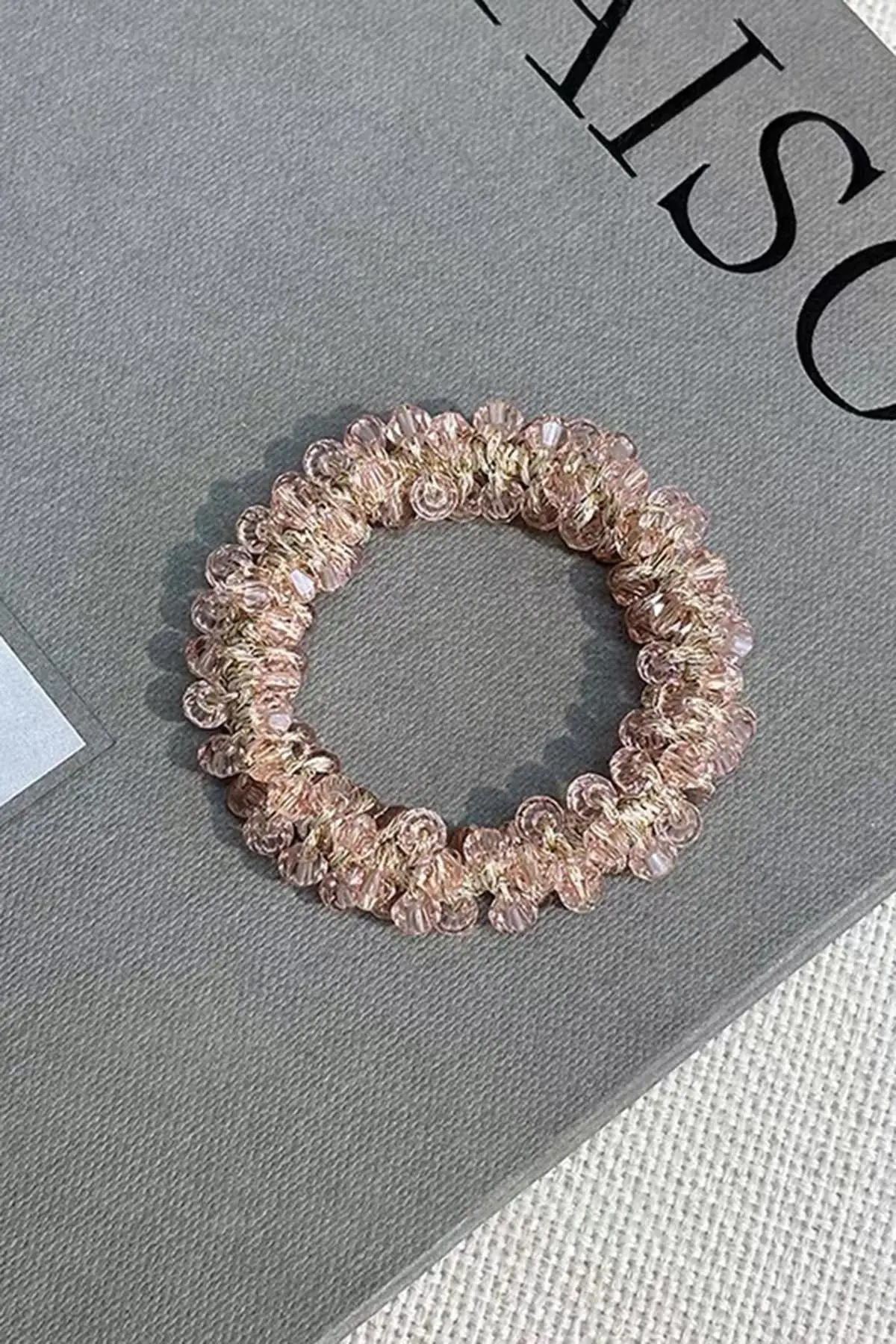 Pembe Renk Taşlı Lastik Toka