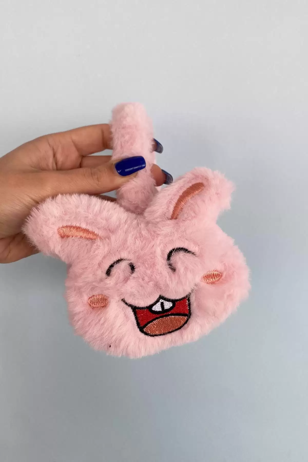 Pembe Renk Tavşan Detaylı Peluş Kulaklık