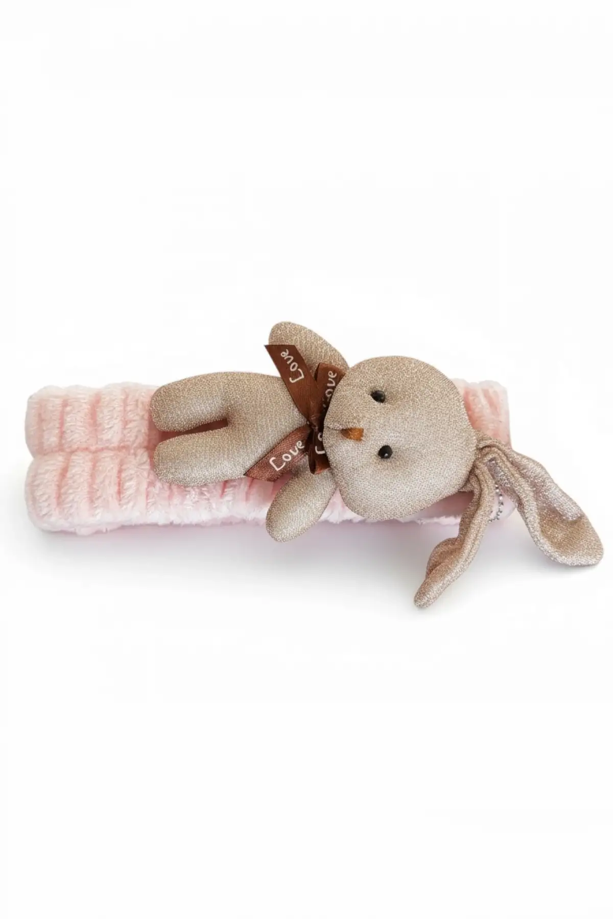 Pembe Renk Tavşan Figürlü Peluş Saç Bandı