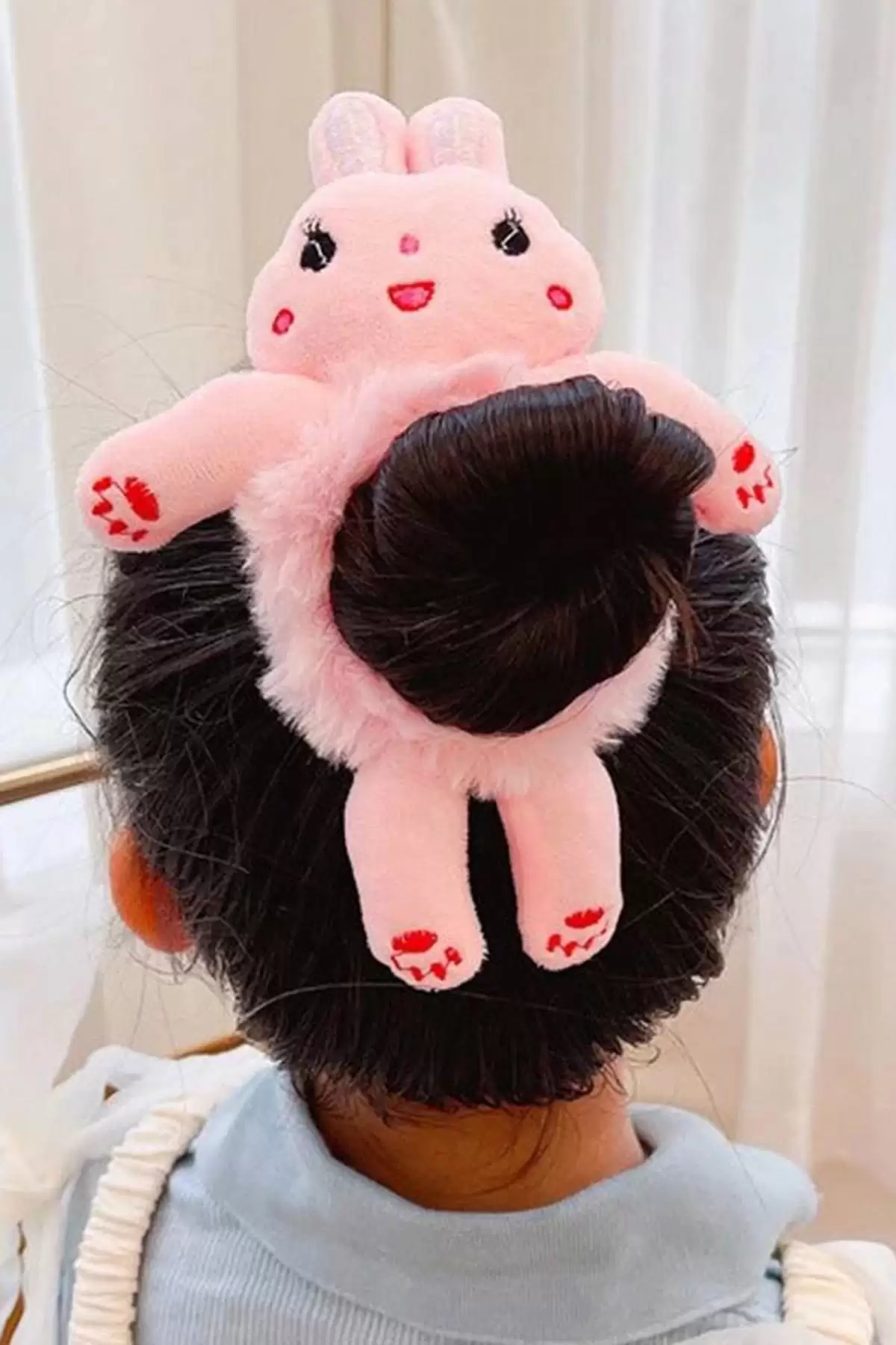 Pembe Renk Tavşan Figürlü Peluş Simit Toka