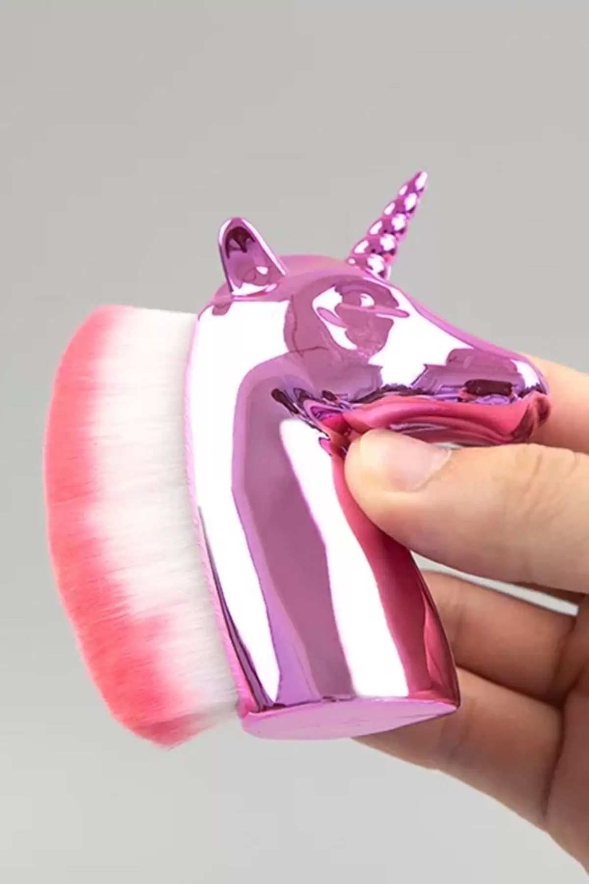 Pembe Renk Unicorn Figürlü Allık/Makyaj Fırçası