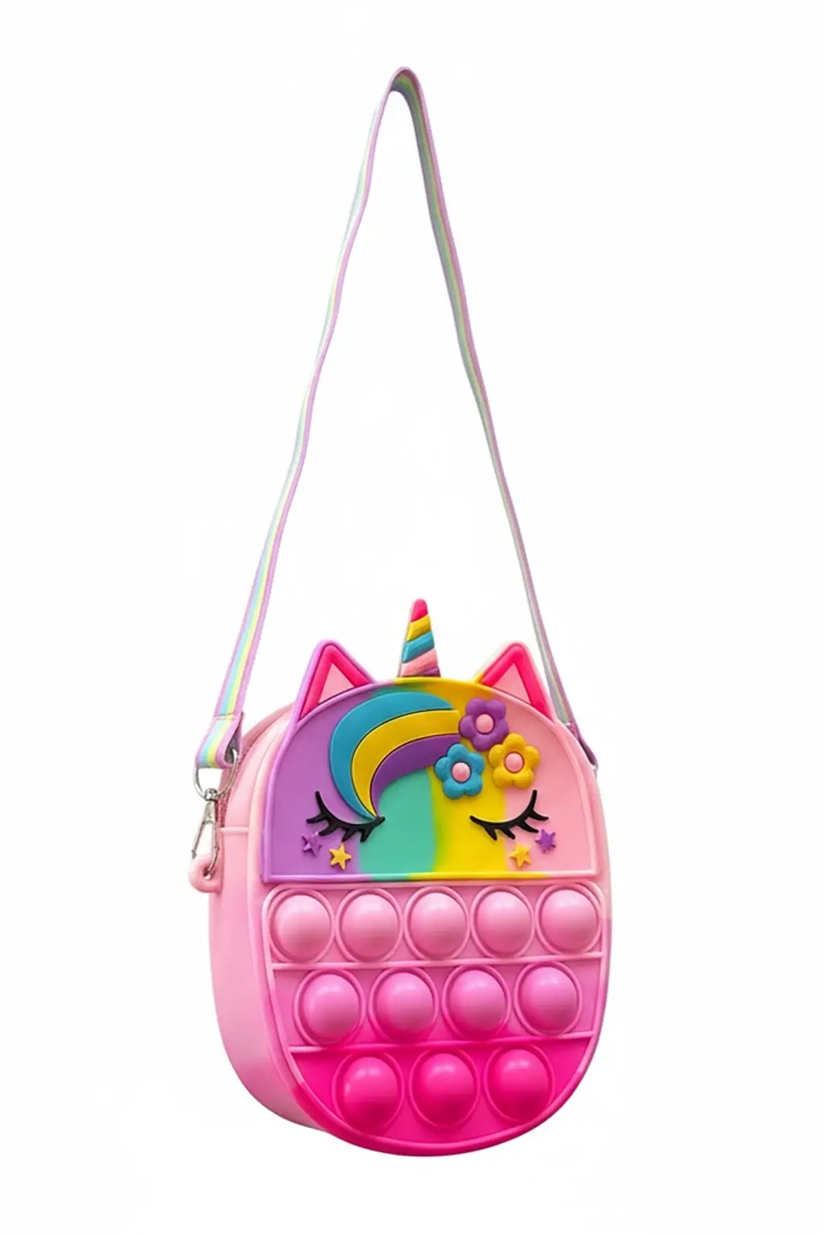 Pembe Renk Unicorn Figürlü Çocuk Pop-İt Çanta