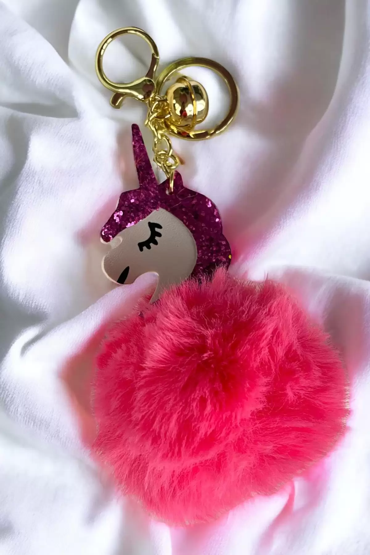 Pembe Renk Unicorn Figürlü Peluş Anahtarlık