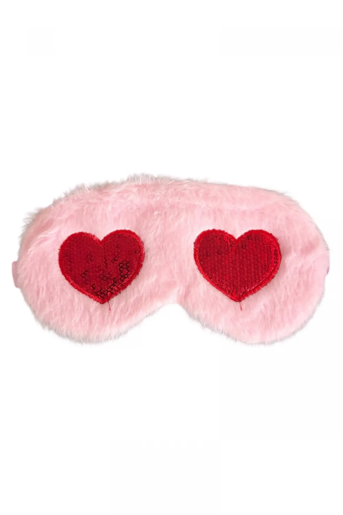 Pembe Ve Kırmızı Renk Kalp Figürlü Peluş Uyku Bandı