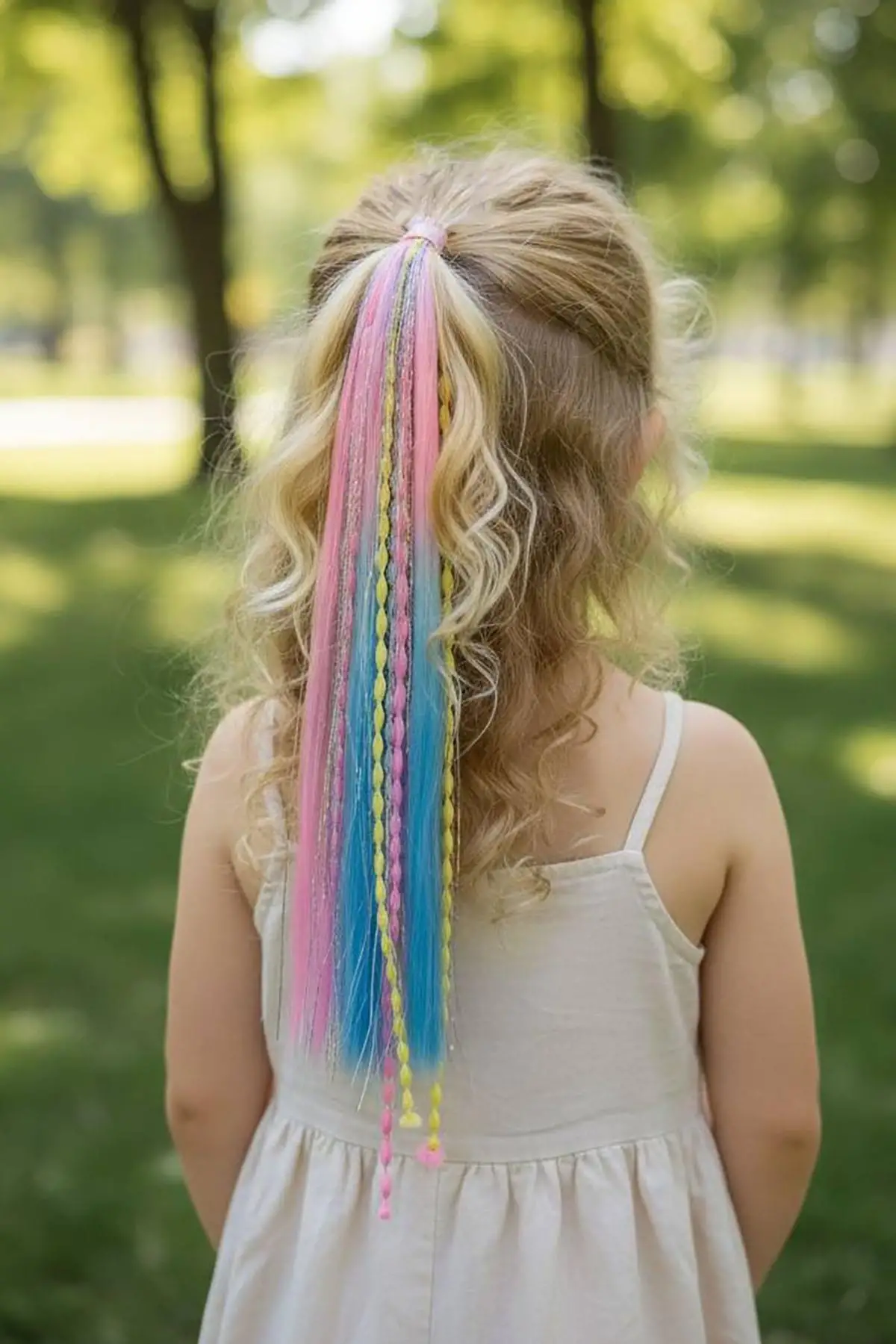 Pembe Ve Mavi Renk Saç Detaylı Lastik Toka