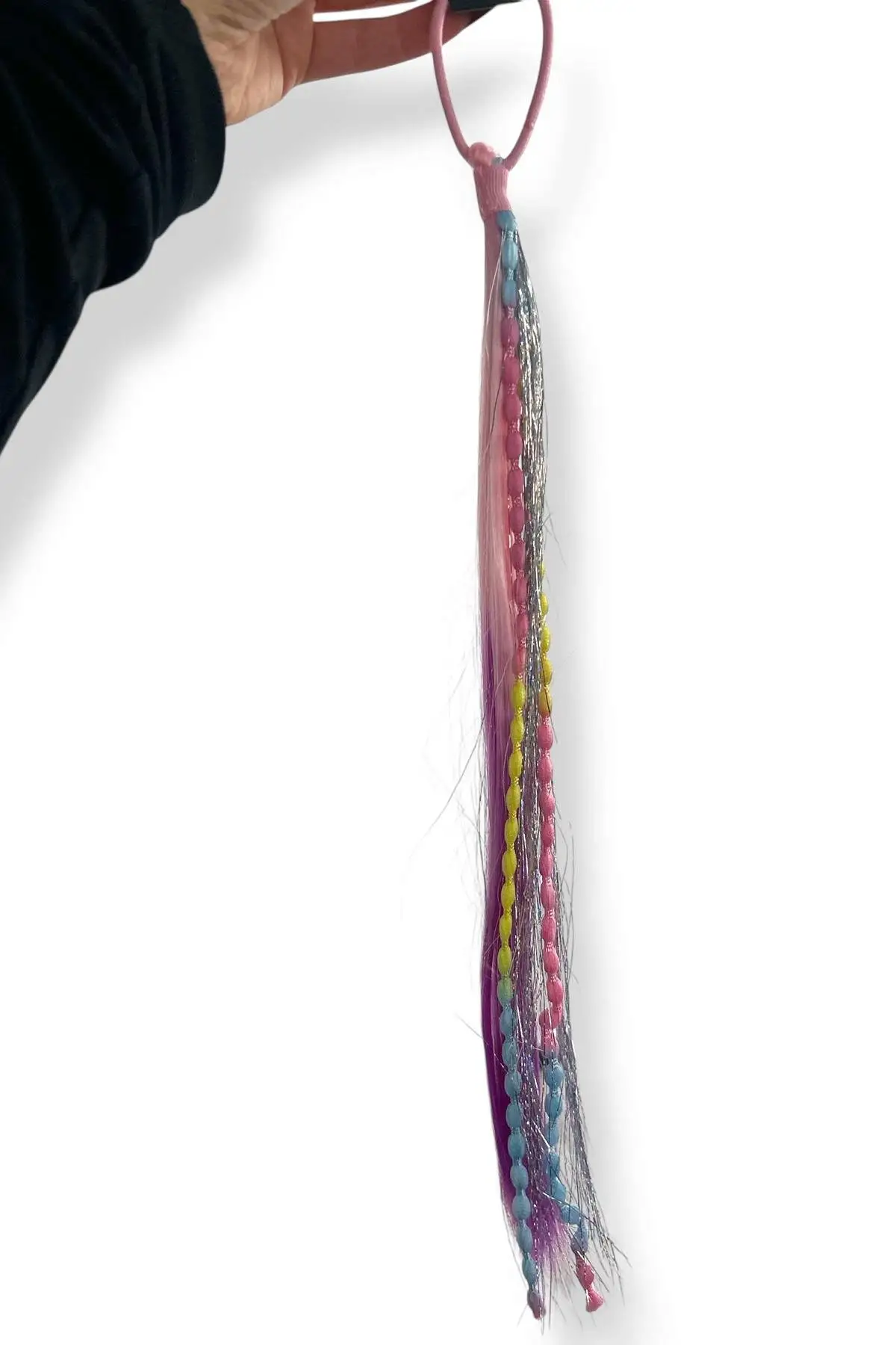 Pembe Ve Mor Renk Saç Detaylı Lastik Toka