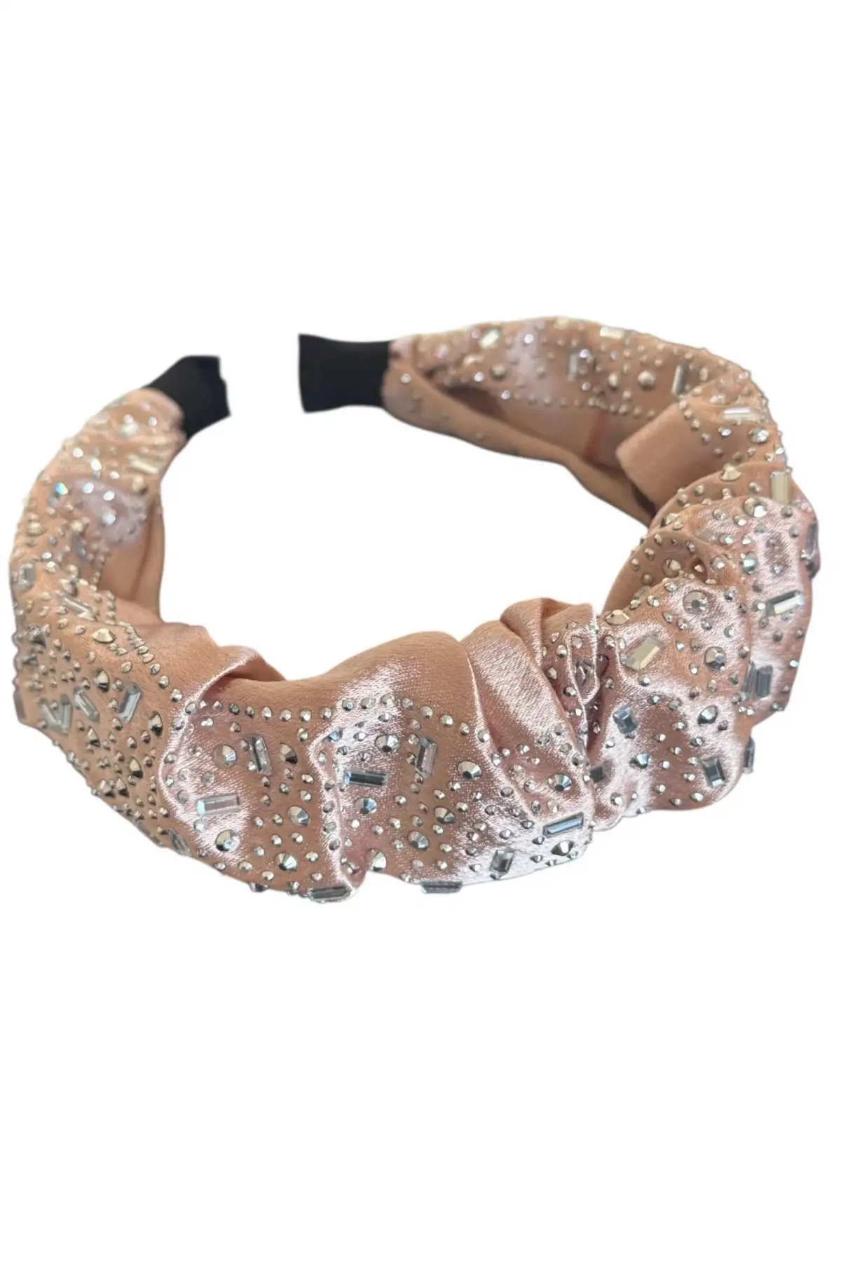 Pudra Renk Taş Detaylı Taç