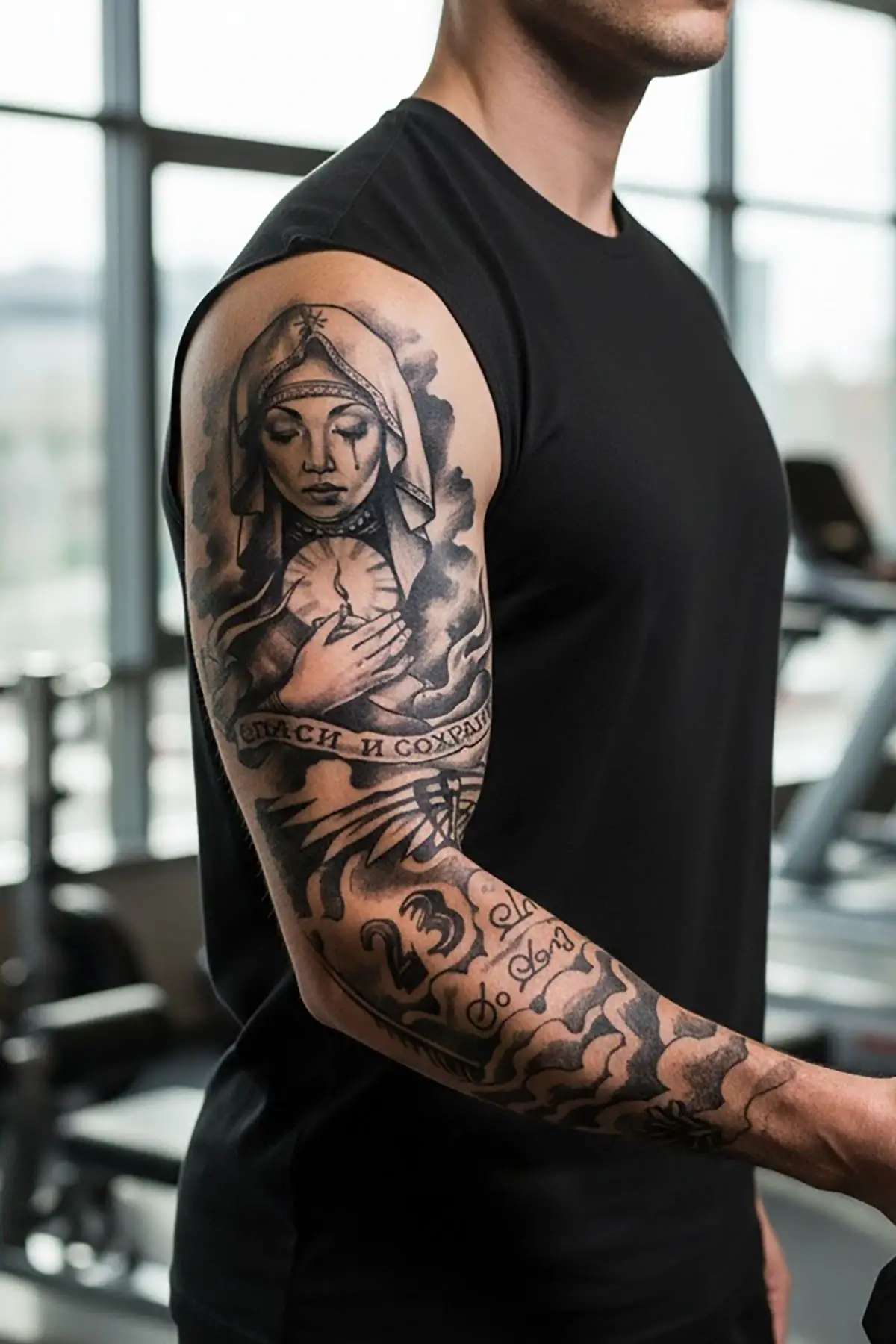 Rahibe Figürlü 12 Saat Sonra Kararan Geçici Kol Dövme Tattoo