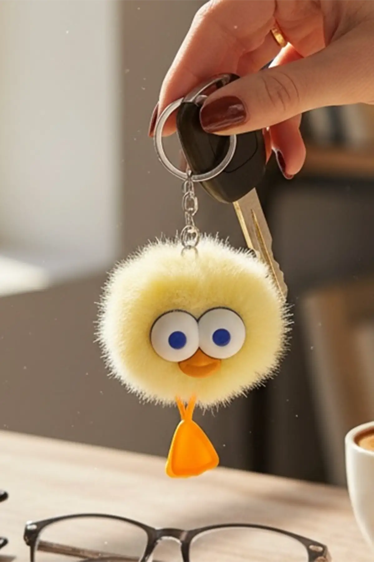 Sarı Renk Canavar Figürlü Peluş Anahtarlık