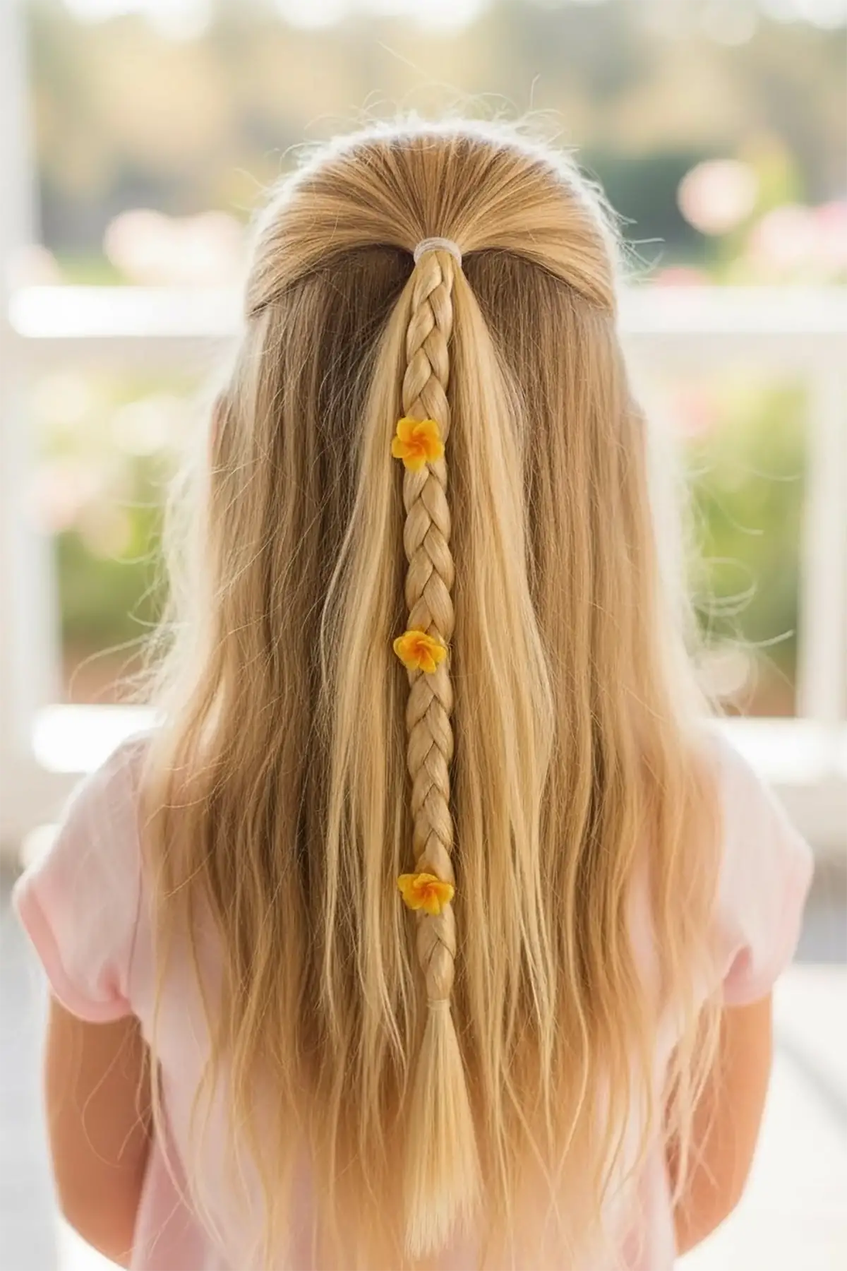 Sarı Renk Çiçek Figürlü Saç Detaylı Lastik Toka