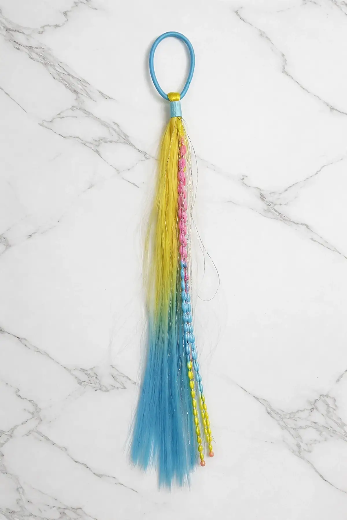 Sarı Ve Mavi Renk Saç Detaylı Lastik Toka