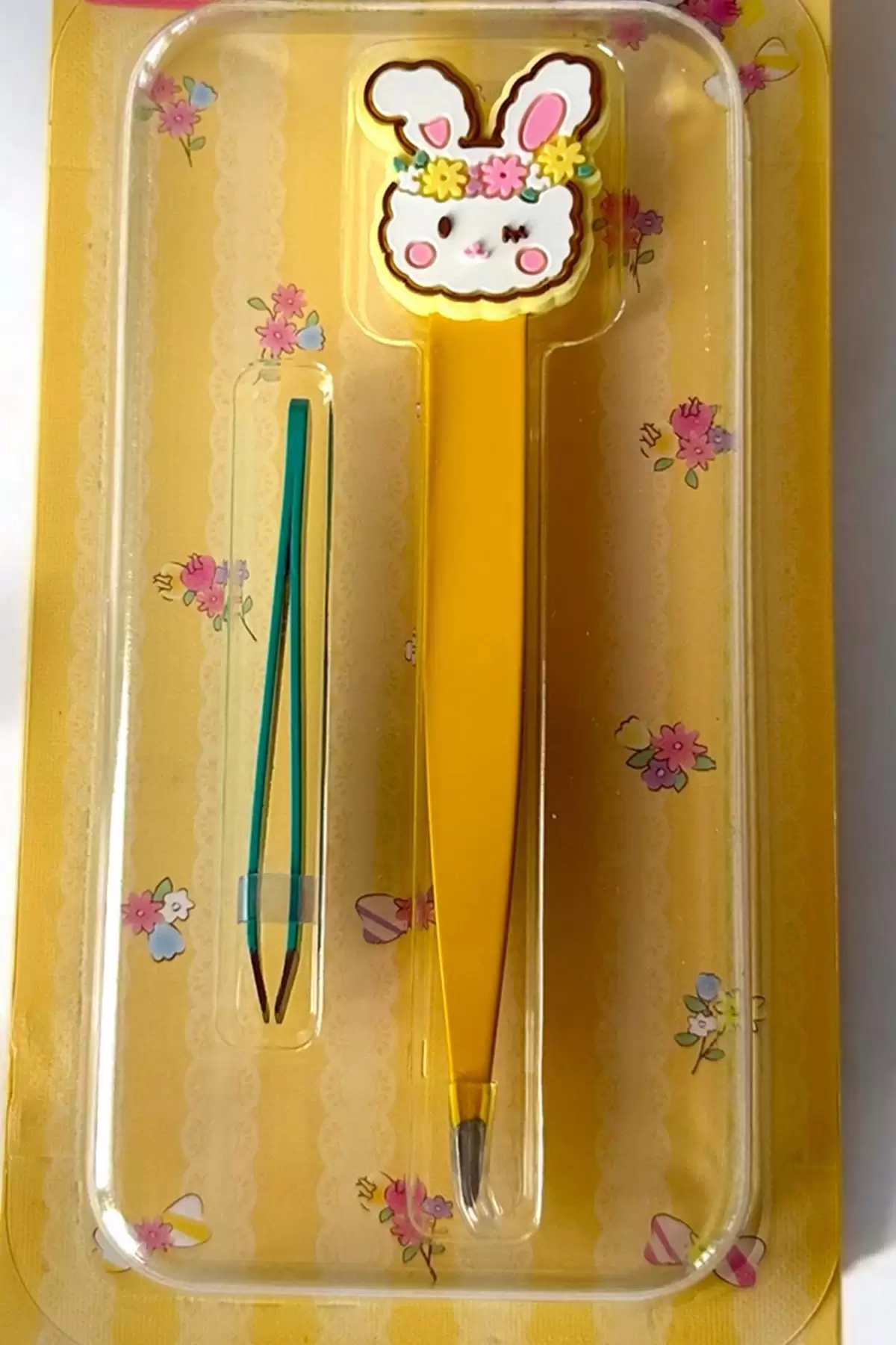 Sarı Ve Mavi Renk Tavşan Figürlü 2li Cımbız Set