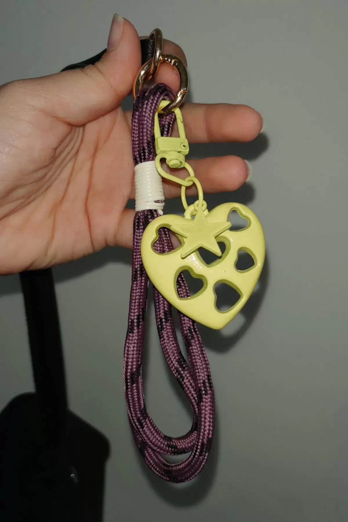 Sarı Ve Mor Renk Kalp Figürlü Çanta Charm/ Anahtarlık