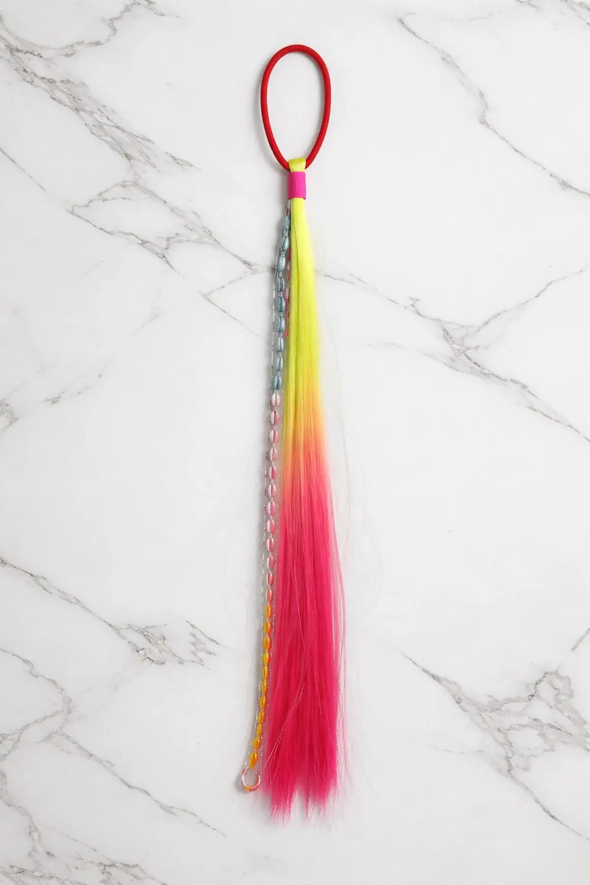 Sarı Ve Pembe Renk Saç Detaylı Lastik Toka