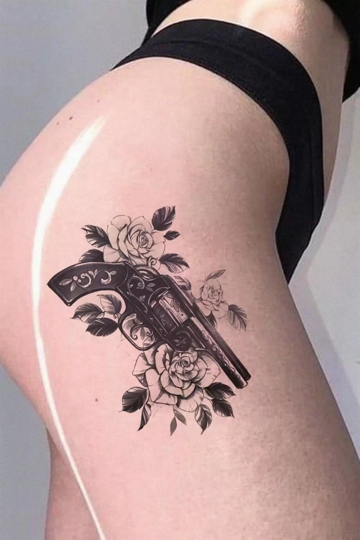 Silah ve Gül Geçici Dövme Tattoo