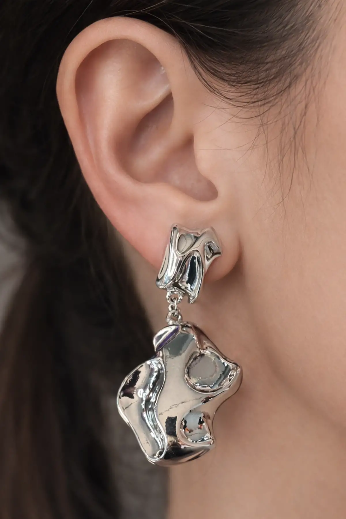 Silver Renk Çelik Küpe (Çift)