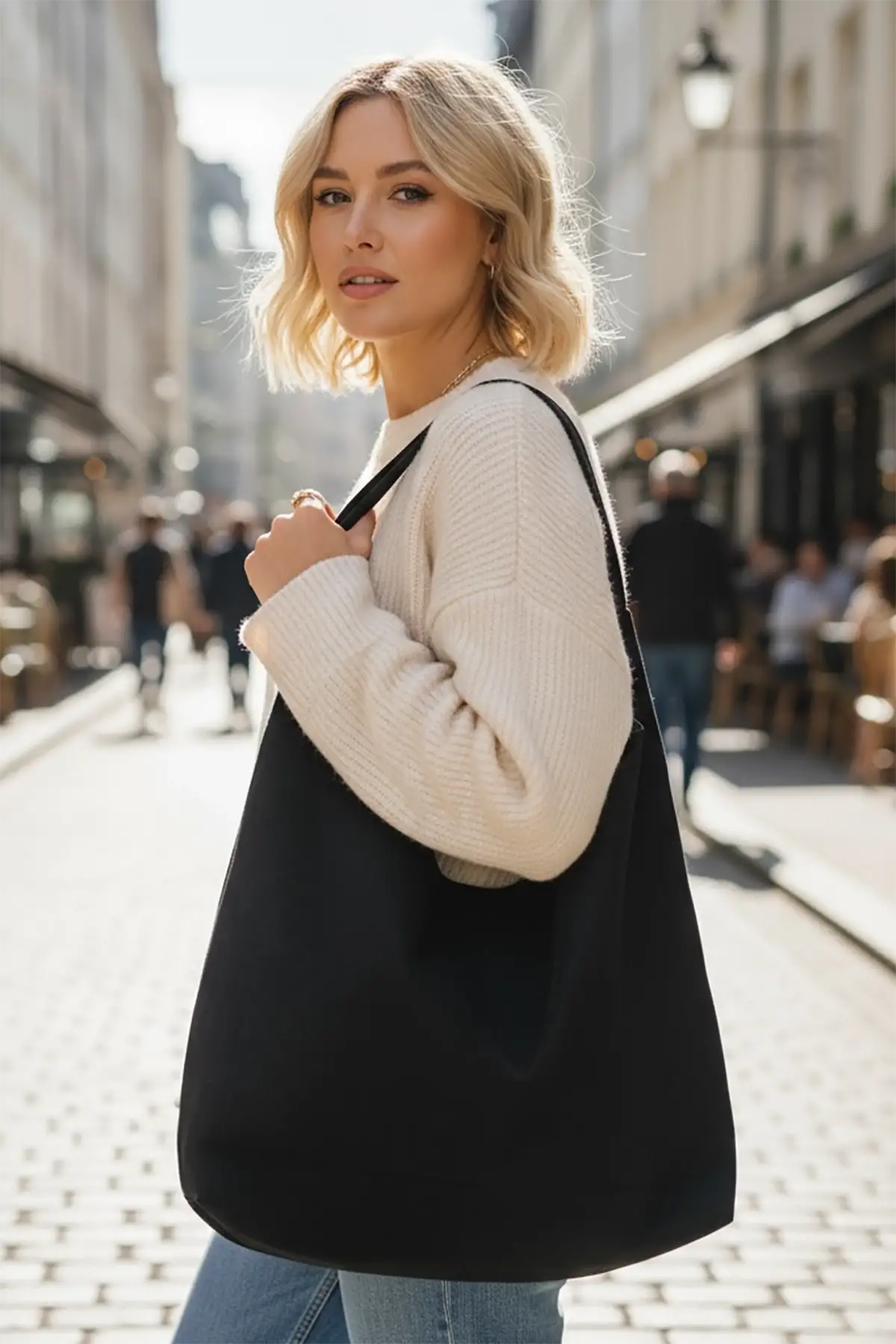 Siyah Renk Büyük Boy Süet Kadın Çanta