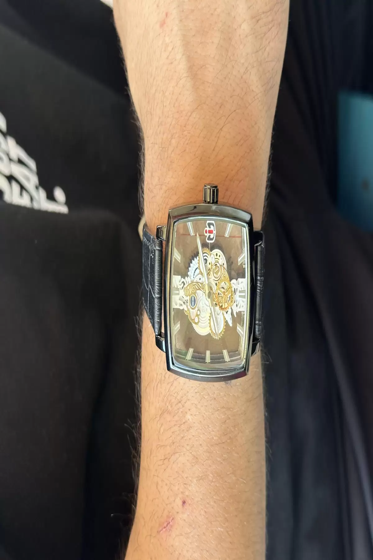 Siyah Renk Deri Kordonlu Çelik Erkek Saat