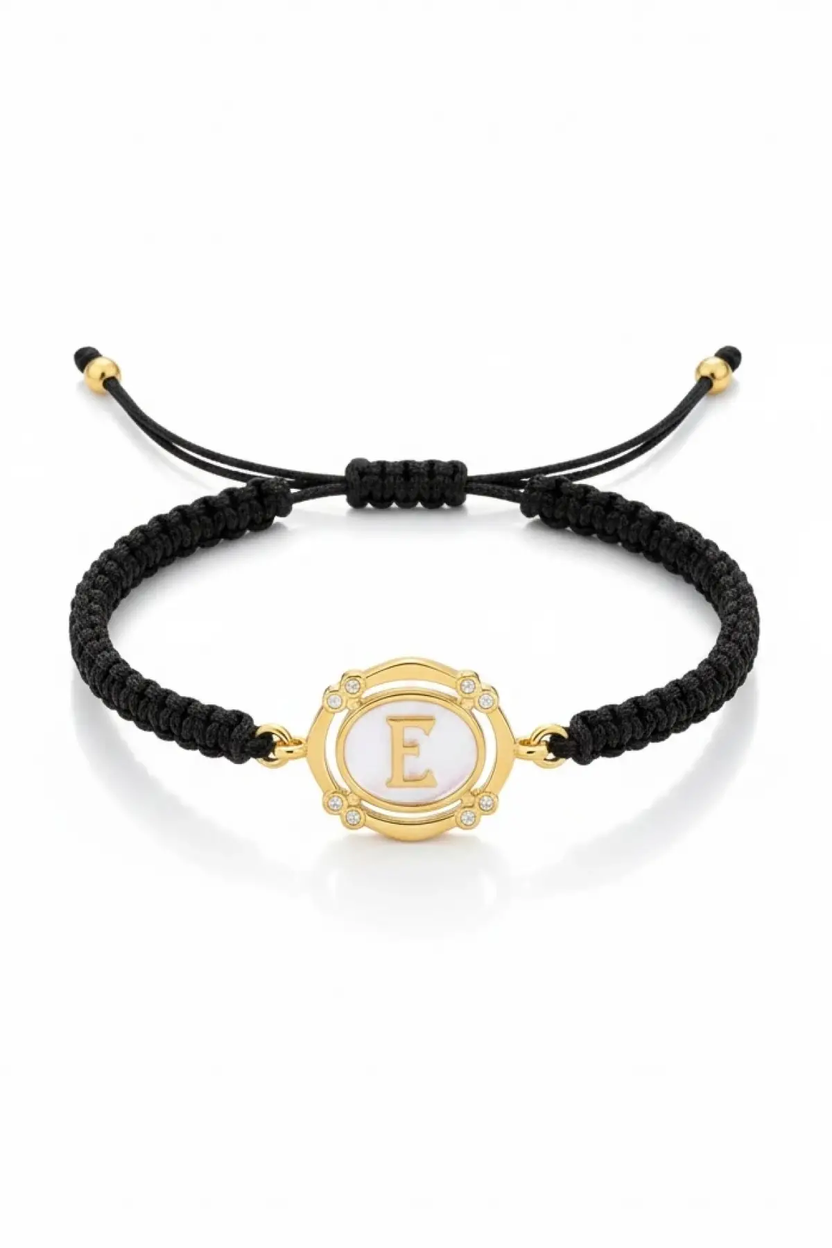 Siyah Renk E Harf Asansörlü Çelik İp Bileklik