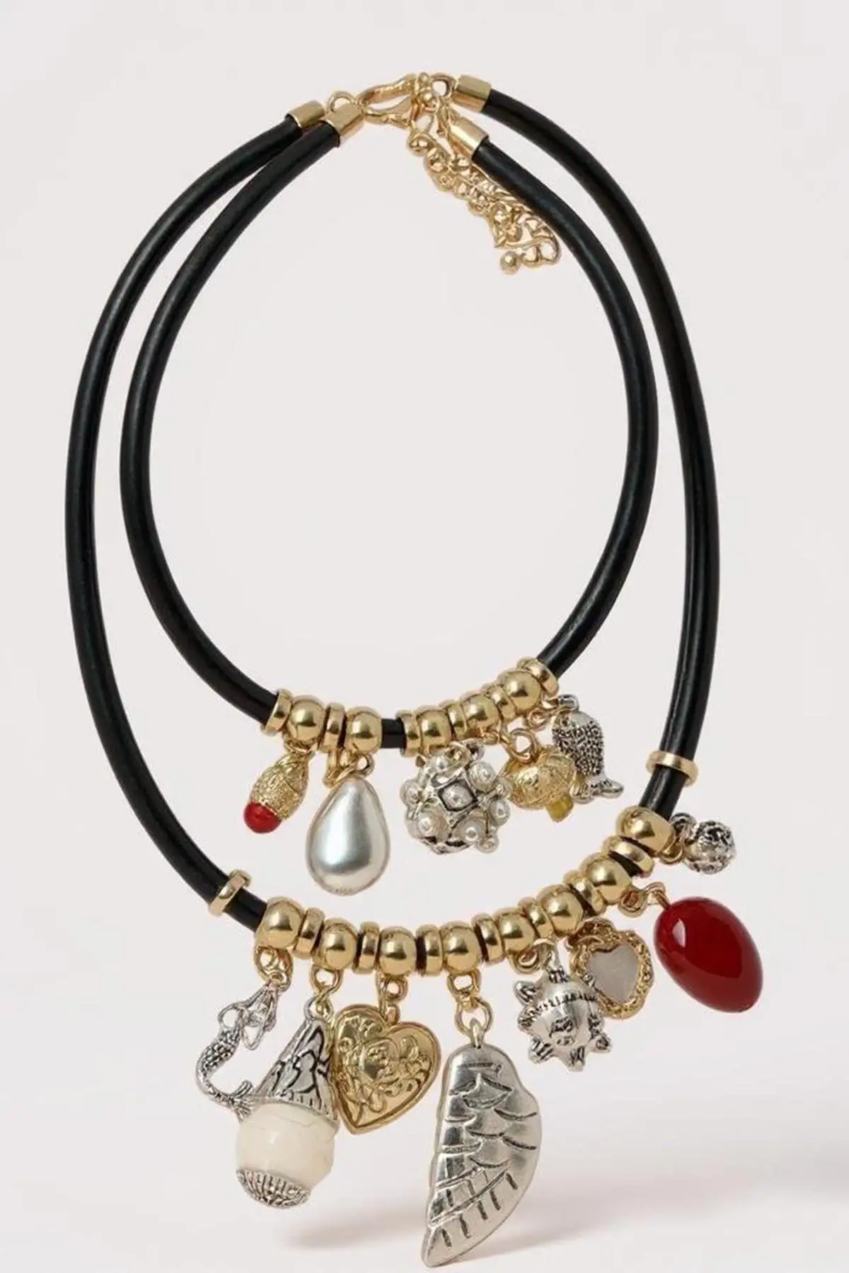 Siyah Renk İkili Tasarım Kolye